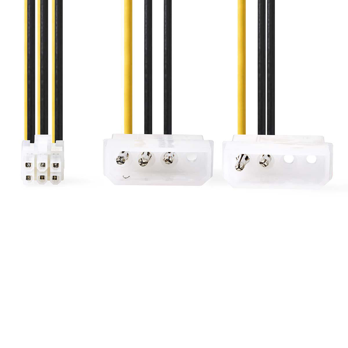 Interne Stromkabel | 2x Molex Stecker | PCI Express Buchse | Vergoldet | 0.20 m | Rund | PVC | Gelb / Schwarz | Plastikbeutel