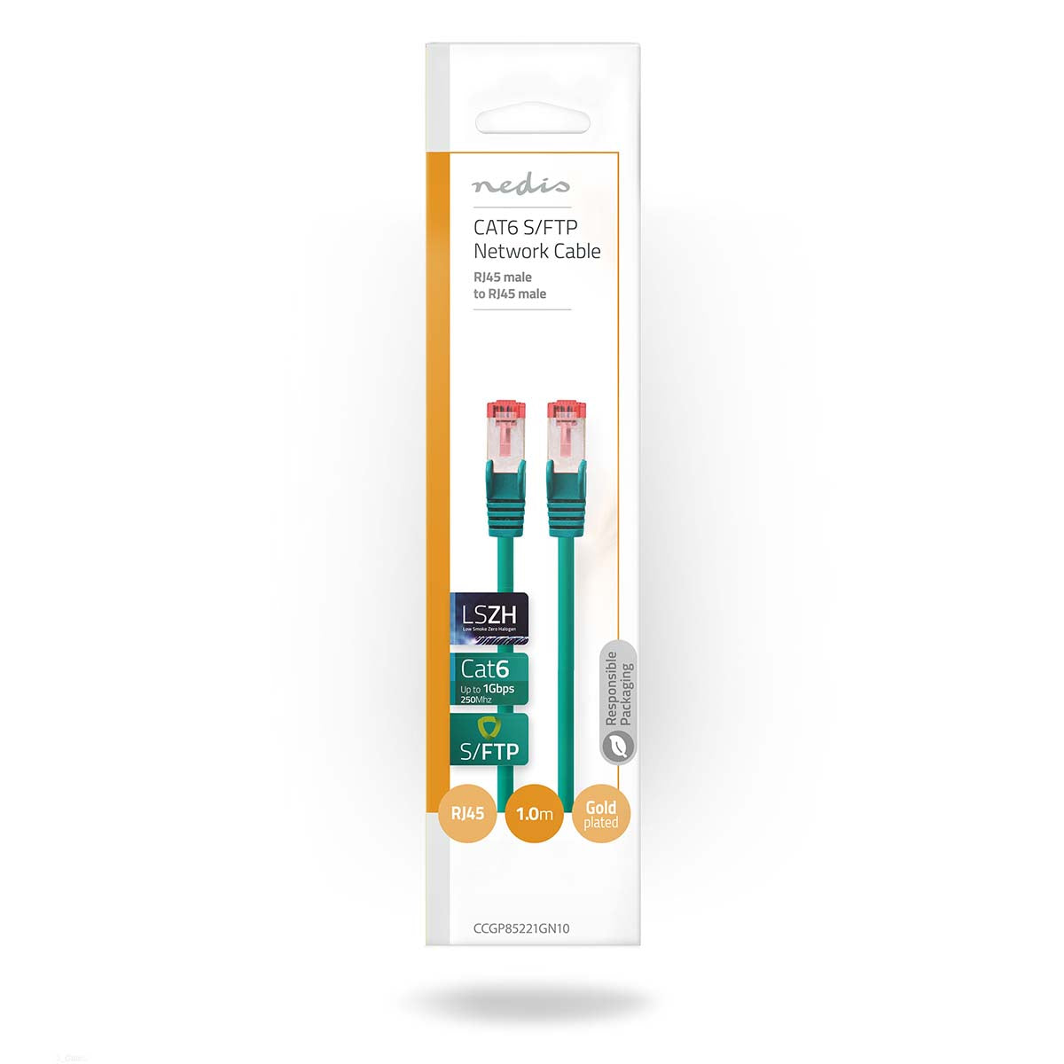 CAT6-Netzwerkkabel | RJ45 Stecker | RJ45 Stecker | S/FTP | 1.00 m | Rund | LSZH | Grün | Umschlag