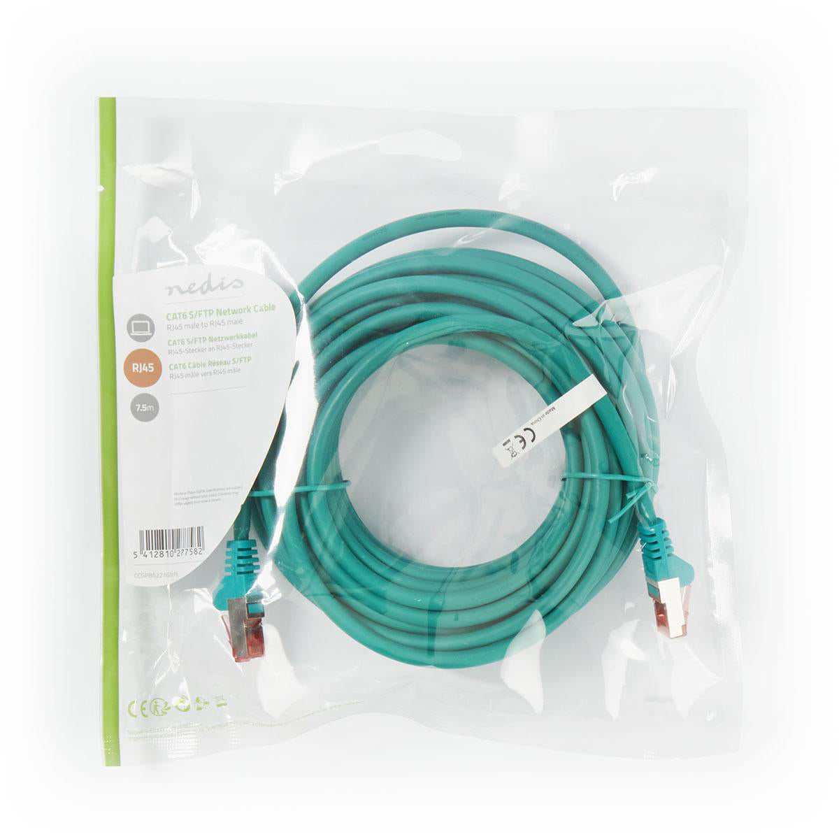 CAT6-Netzwerkkabel | RJ45 Stecker | RJ45 Stecker | S/FTP | 7.50 m | Rund | LSZH | Grün | Plastikbeutel