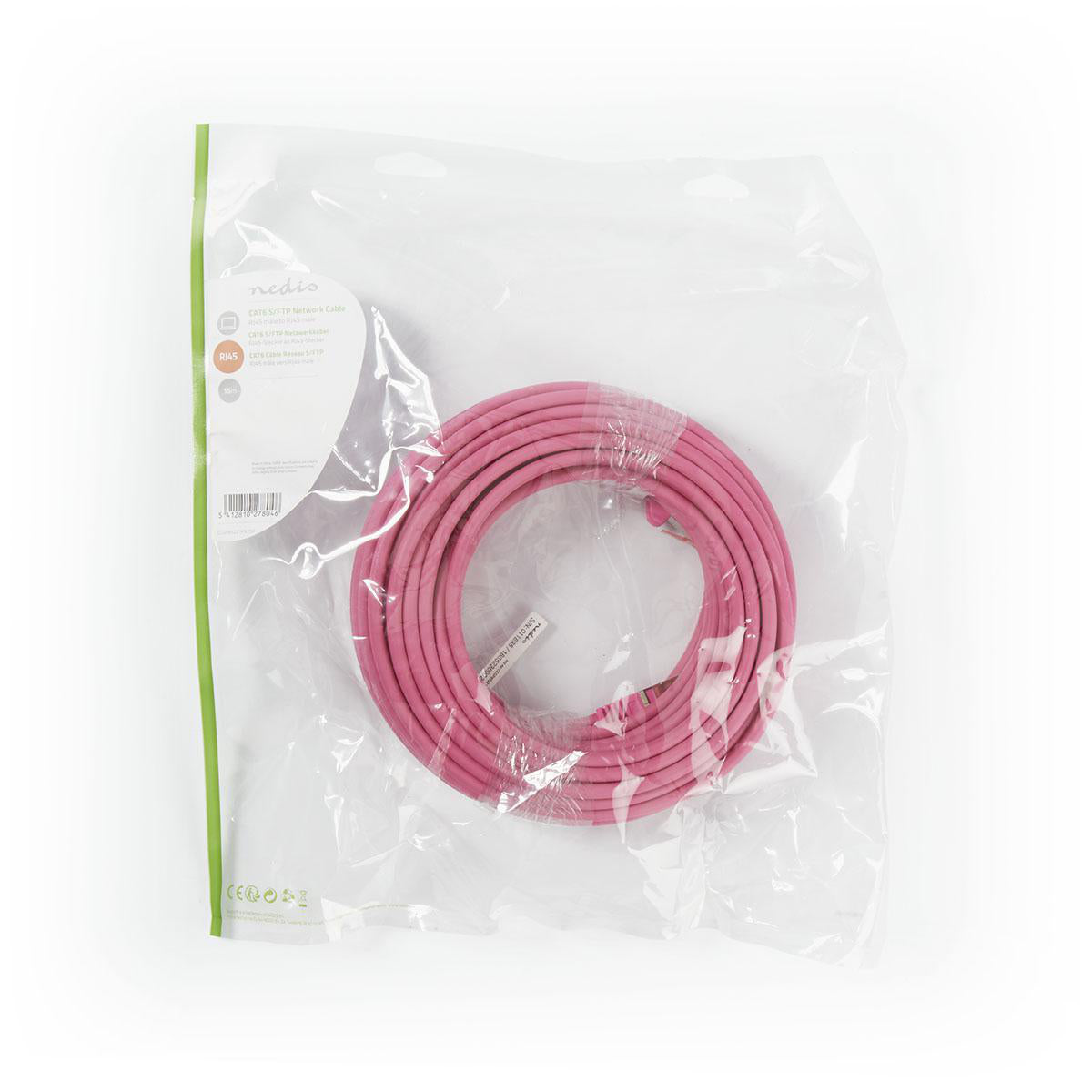 CAT6-Netzwerkkabel | RJ45 Stecker | RJ45 Stecker | S/FTP | 15.0 m | Rund | LSZH | Pink | Plastikbeutel