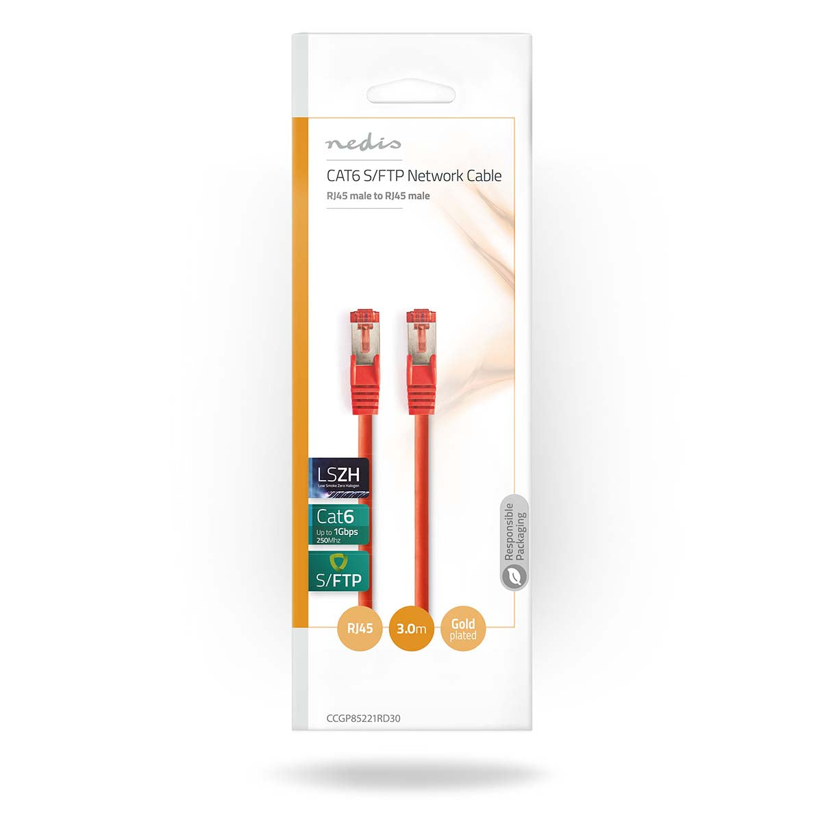 CAT6-Netzwerkkabel | RJ45 Stecker | RJ45 Stecker | S/FTP | 3.00 m | Rund | LSZH | Red | Umschlag