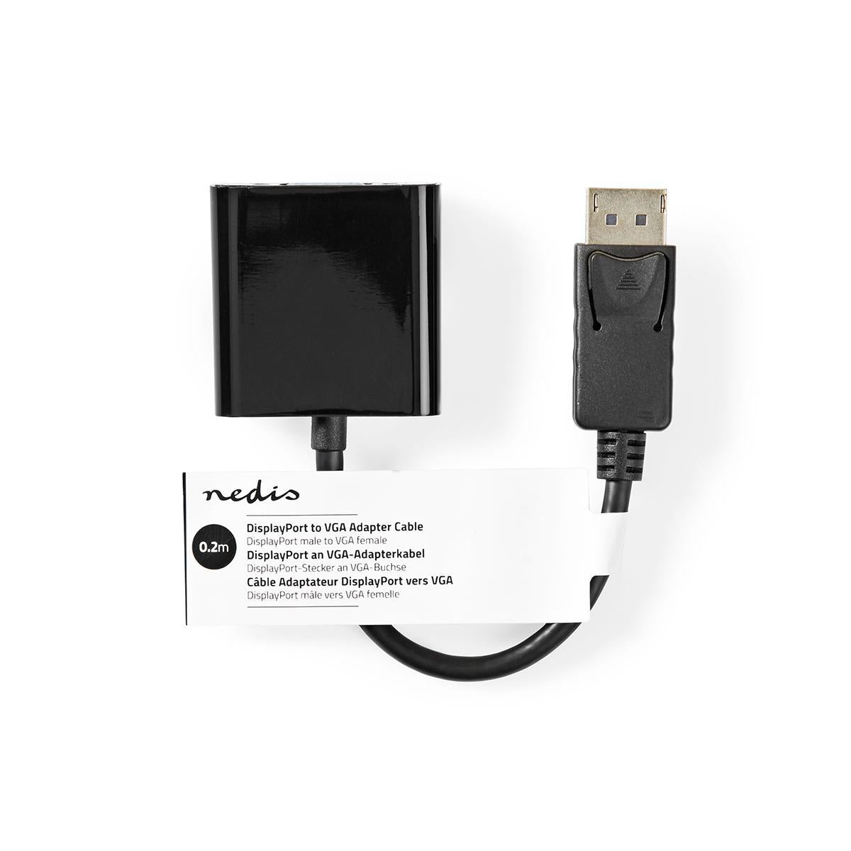 Displayport-Adapter | DisplayPort Stecker | VGA Buchse | 1080p | Vernickelt | Gerade | 0.20 m | Rund | PVC | ABS | Schwarz | Aufhänger