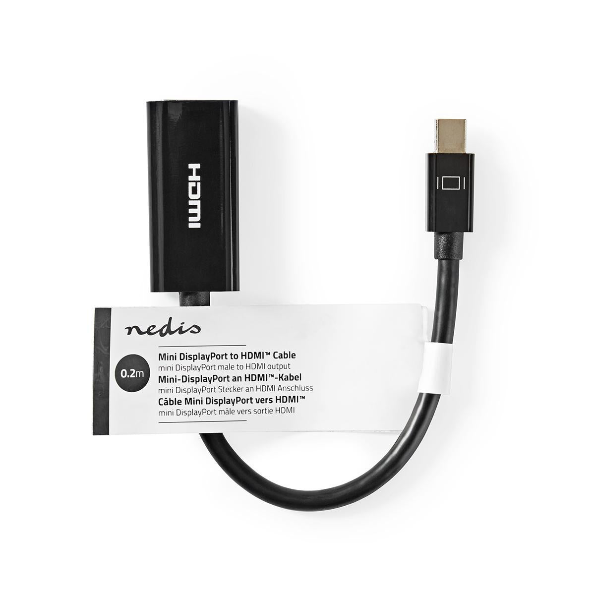 Mini Displayport-Kabel | DisplayPort 1.2 | Mini DisplayPort Stecker | HDMI™ Ausgang | 21.6 Gbps | Vernickelt | 0.20 m | Rund | PVC | Schwarz | Aufhänger