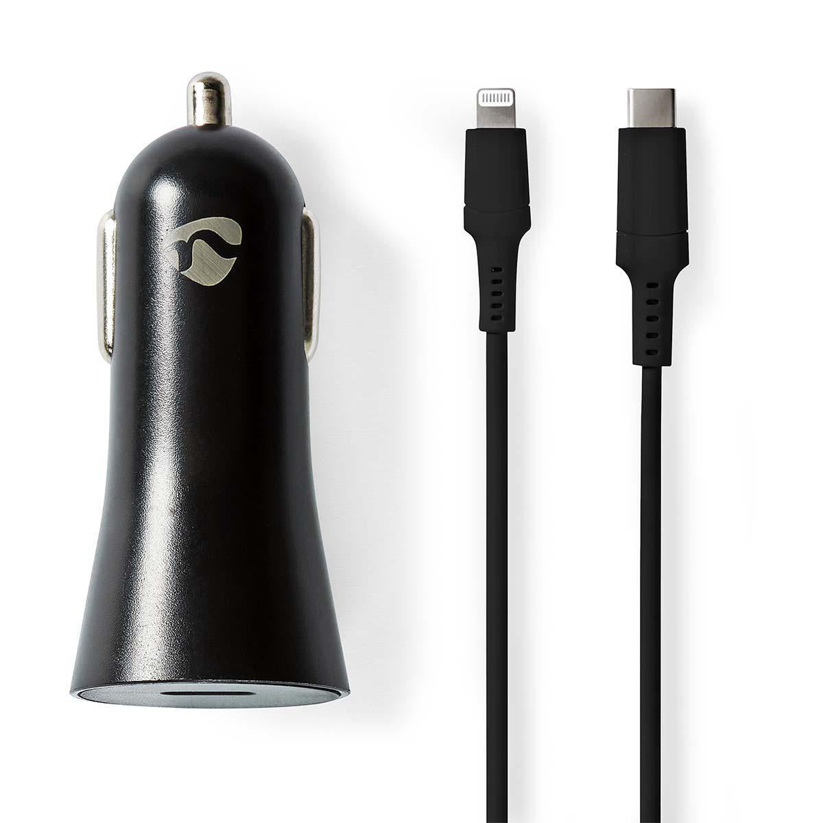 Auto-Ladegerät | 20 W | 1.67 / 2.22 / 3.0 A | Anzahl der Ausgänge: 1 | Port Type: USB-C™ | Lightning 8-Pin (Lose) Kabel | 1.0 m | Automatische Spannungswahl