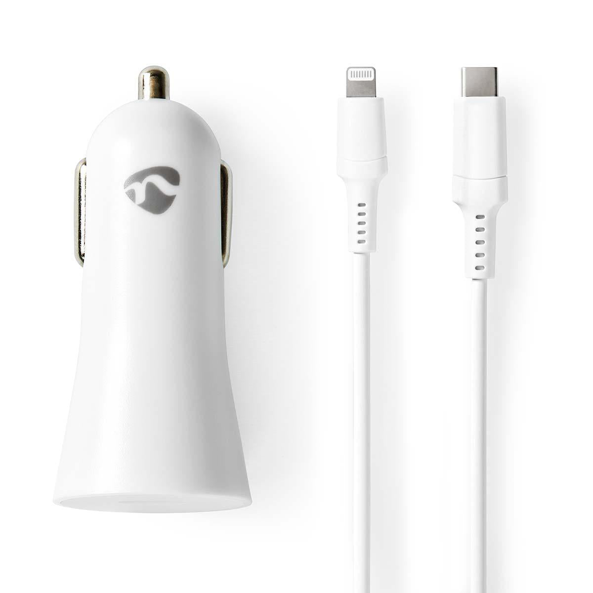 Auto-Ladegerät | 20 W | 1.67 / 2.22 / 3.0 A | Anzahl der Ausgänge: 1 | Port Type: USB-C™ | Lightning 8-Pin (Lose) Kabel | 1.0 m | Automatische Spannungswahl