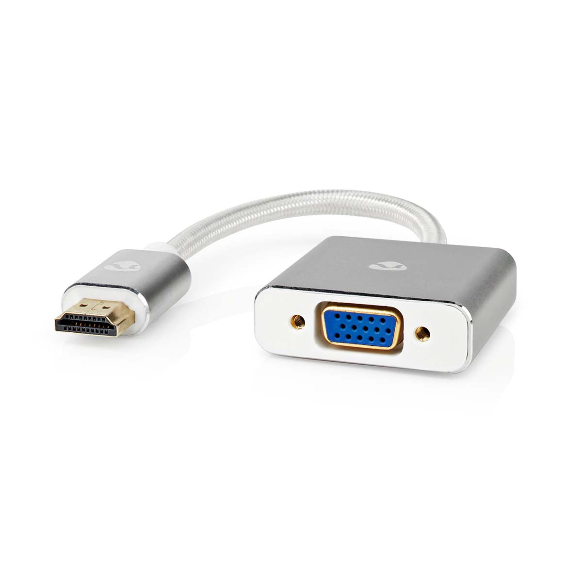 VGA-Adapter | HDMI™ Stecker | VGA Buchse | Vergoldet | Gerade | Aluminium | Silber | Verpackung mit Sichtfenster