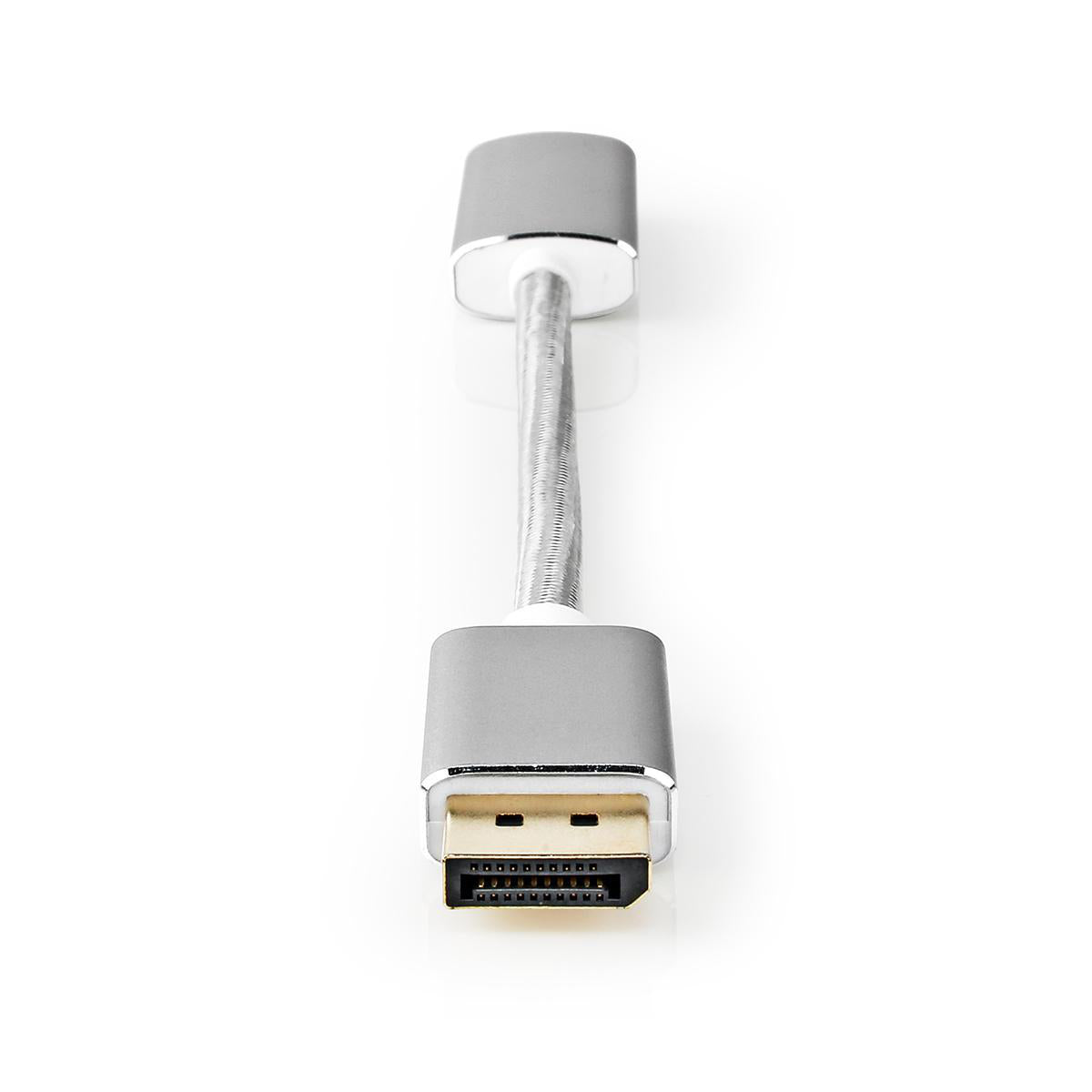 Displayport-Kabel | DisplayPort Stecker | HDMI™ Ausgang | 4K@60Hz | Vergoldet | 0.20 m | Rund | Geflochten | Silber | Verpackung mit Sichtfenster