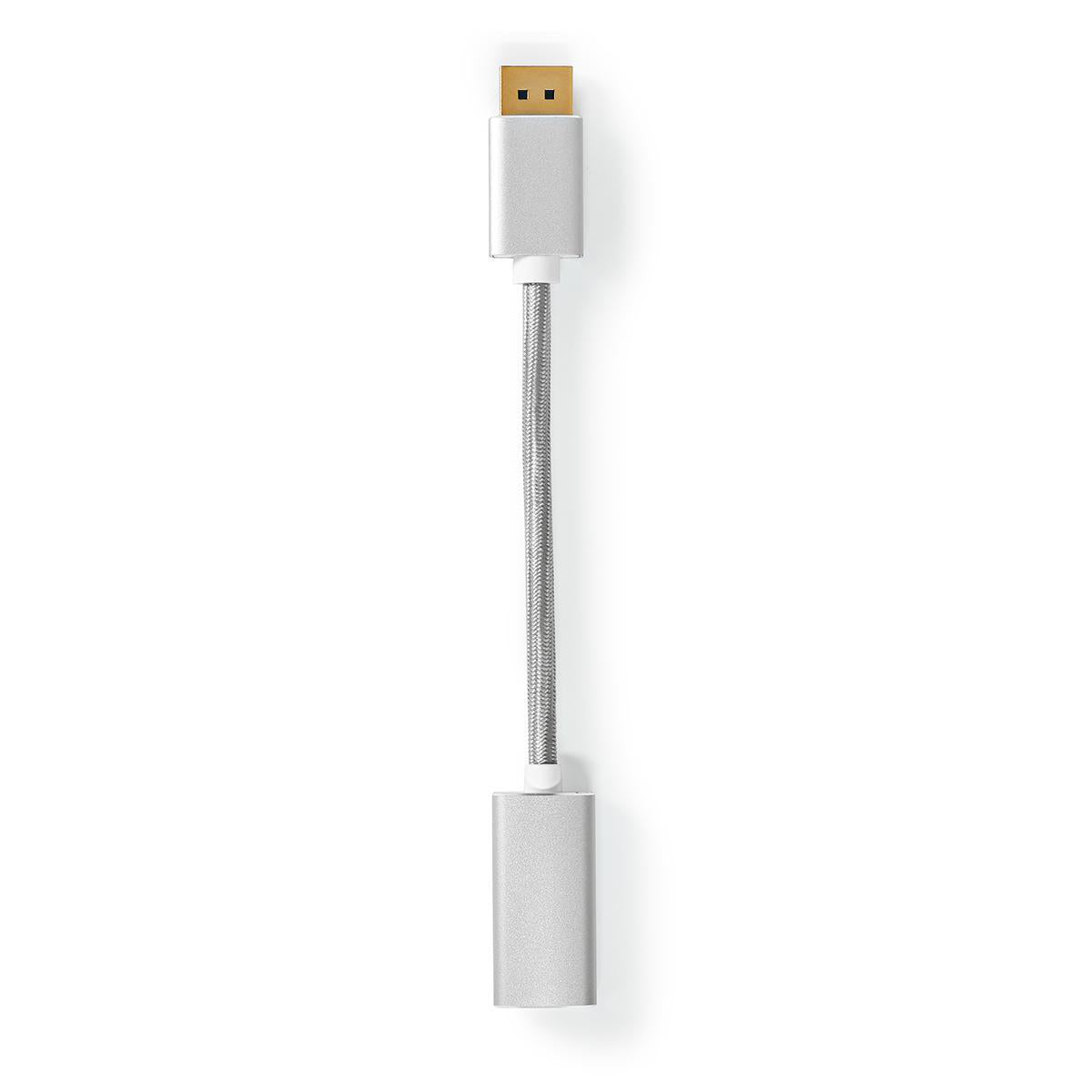 Displayport-Kabel | DisplayPort Stecker | HDMI™ Ausgang | 4K@60Hz | Vergoldet | 0.20 m | Rund | Geflochten | Silber | Verpackung mit Sichtfenster