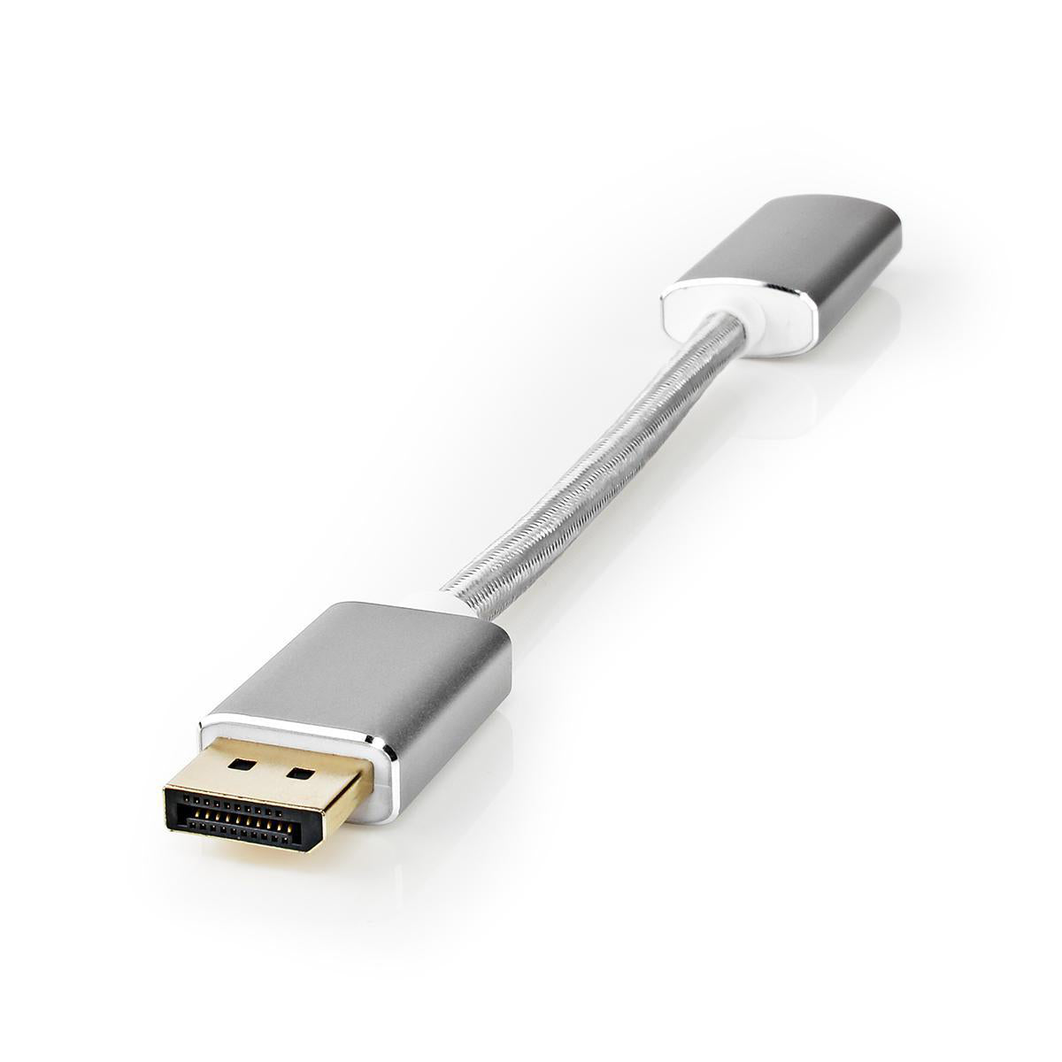 Displayport-Kabel | DisplayPort Stecker | HDMI™ Ausgang | 4K@60Hz | Vergoldet | 0.20 m | Rund | Geflochten | Silber | Verpackung mit Sichtfenster