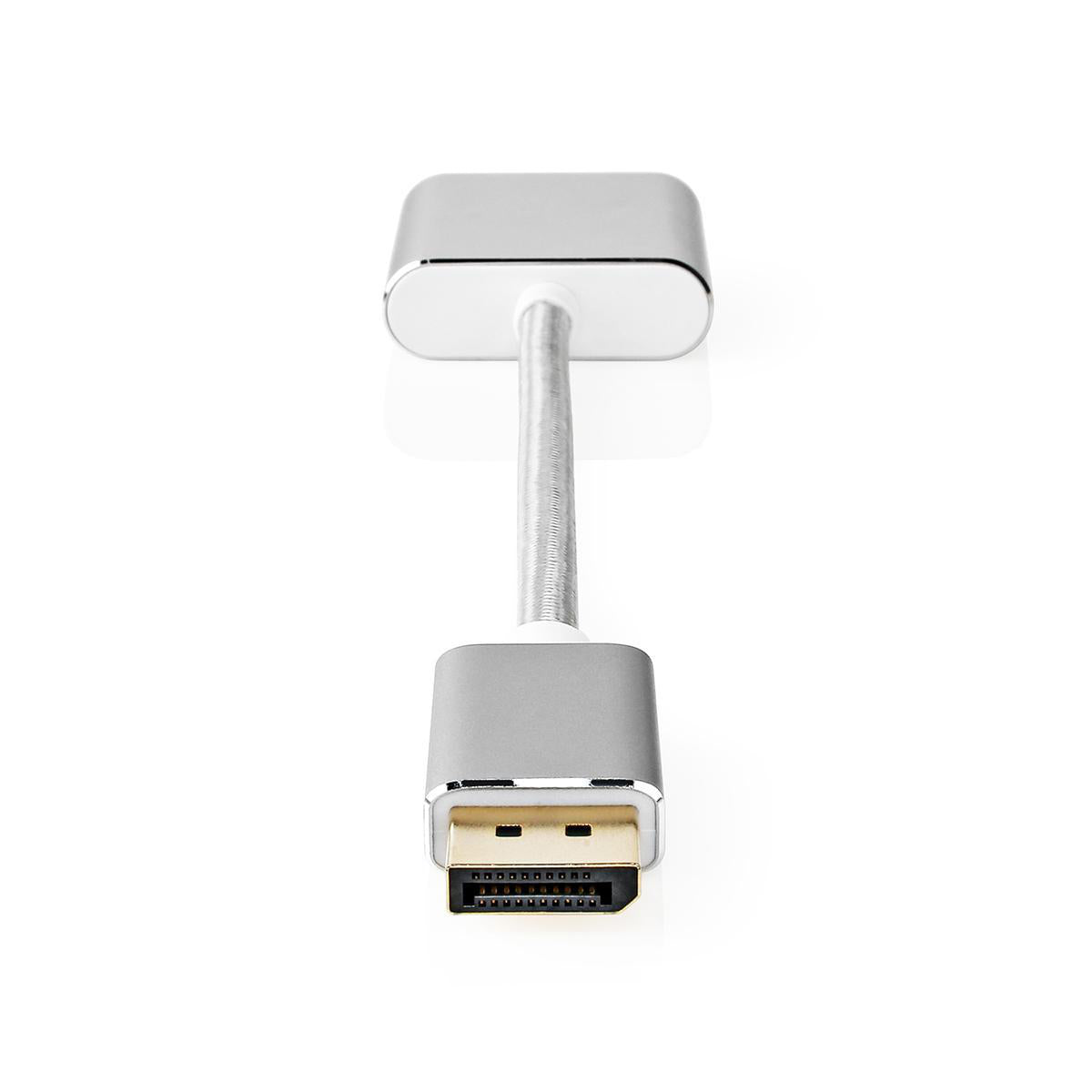 Displayport-Kabel | DisplayPort Stecker | DVI-D 24+1-Pin Buchse | 1080p | Vergoldet | 0.20 m | Rund | Geflochten | Silber | Verpackung mit Sichtfenster