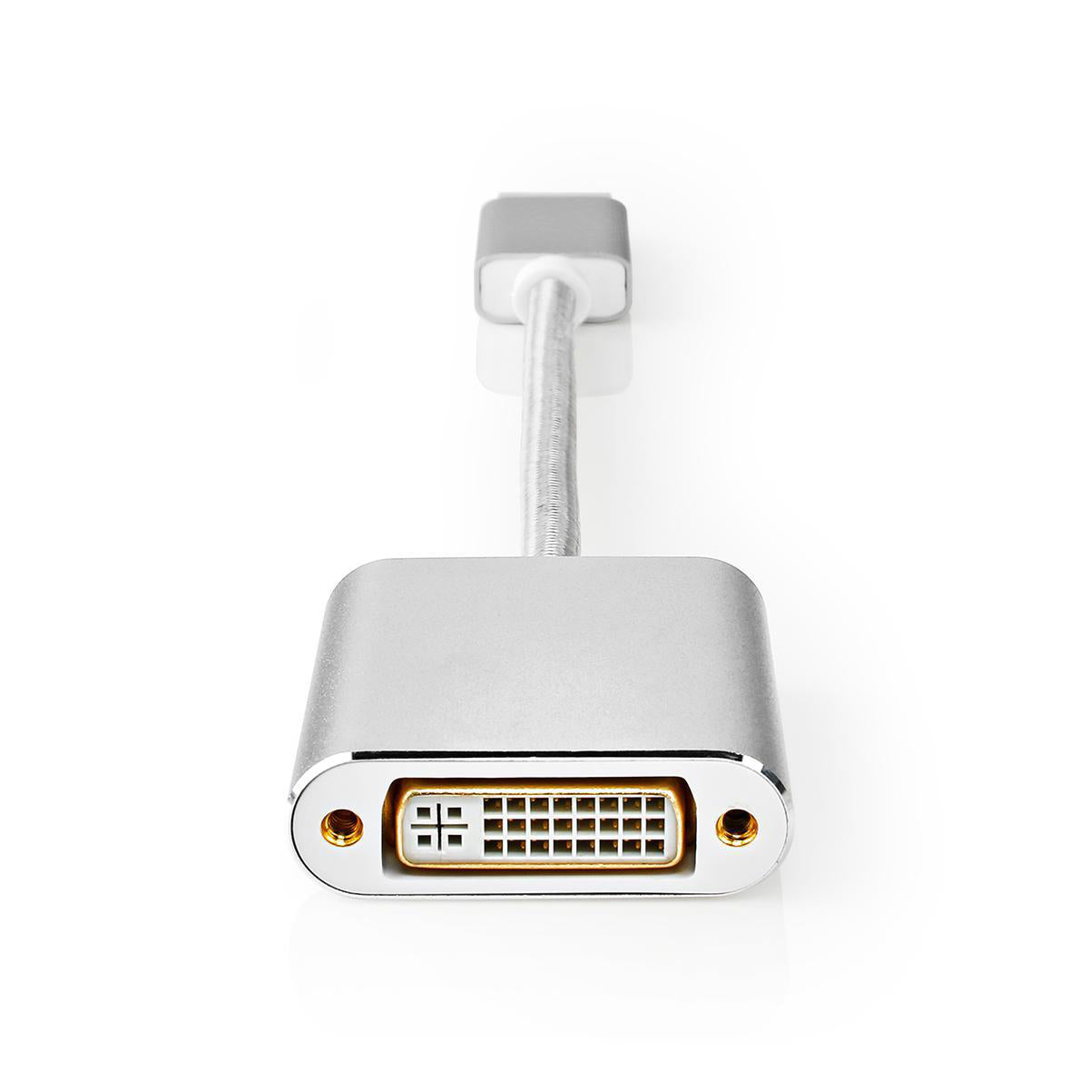 Displayport-Kabel | DisplayPort Stecker | DVI-D 24+1-Pin Buchse | 1080p | Vergoldet | 0.20 m | Rund | Geflochten | Silber | Verpackung mit Sichtfenster