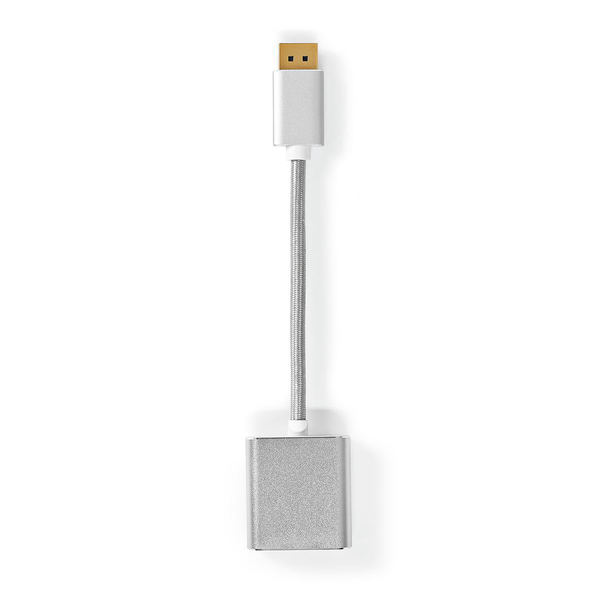 Displayport-Kabel | DisplayPort Stecker | DVI-D 24+1-Pin Buchse | 1080p | Vergoldet | 0.20 m | Rund | Geflochten | Silber | Verpackung mit Sichtfenster