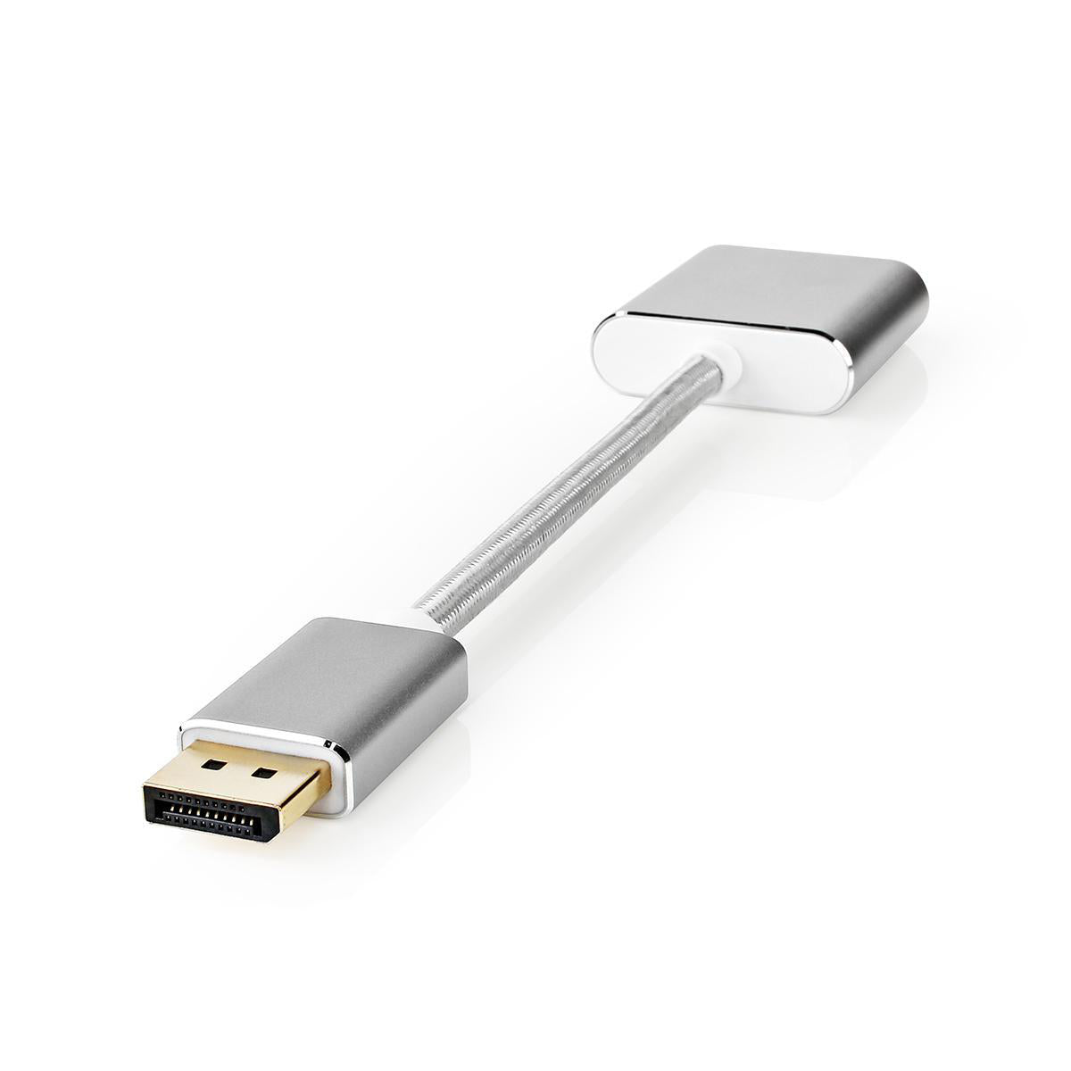 Displayport-Kabel | DisplayPort Stecker | DVI-D 24+1-Pin Buchse | 1080p | Vergoldet | 0.20 m | Rund | Geflochten | Silber | Verpackung mit Sichtfenster