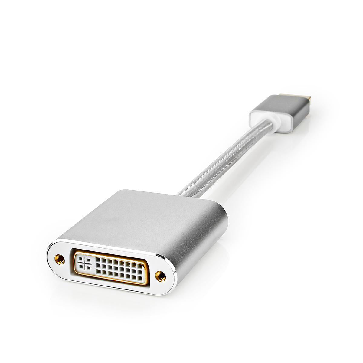 Displayport-Kabel | DisplayPort Stecker | DVI-D 24+1-Pin Buchse | 1080p | Vergoldet | 0.20 m | Rund | Geflochten | Silber | Verpackung mit Sichtfenster