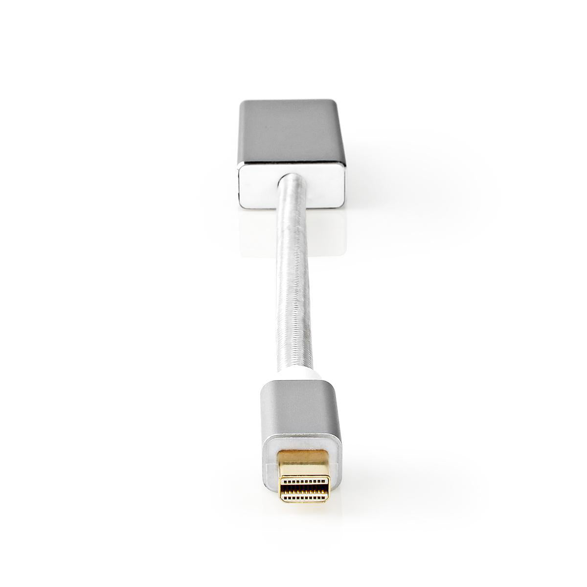 Mini Displayport-Kabel | DisplayPort 1.2 | Mini DisplayPort Stecker | DisplayPort Buchse | 21.6 Gbps | Vergoldet | 0.20 m | Rund | Geflochten | Silber | Verpackung mit Sichtfenster