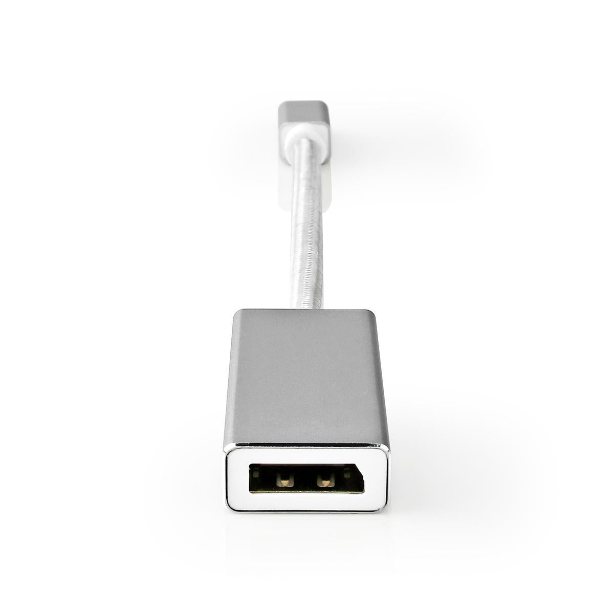 Mini Displayport-Kabel | DisplayPort 1.2 | Mini DisplayPort Stecker | DisplayPort Buchse | 21.6 Gbps | Vergoldet | 0.20 m | Rund | Geflochten | Silber | Verpackung mit Sichtfenster