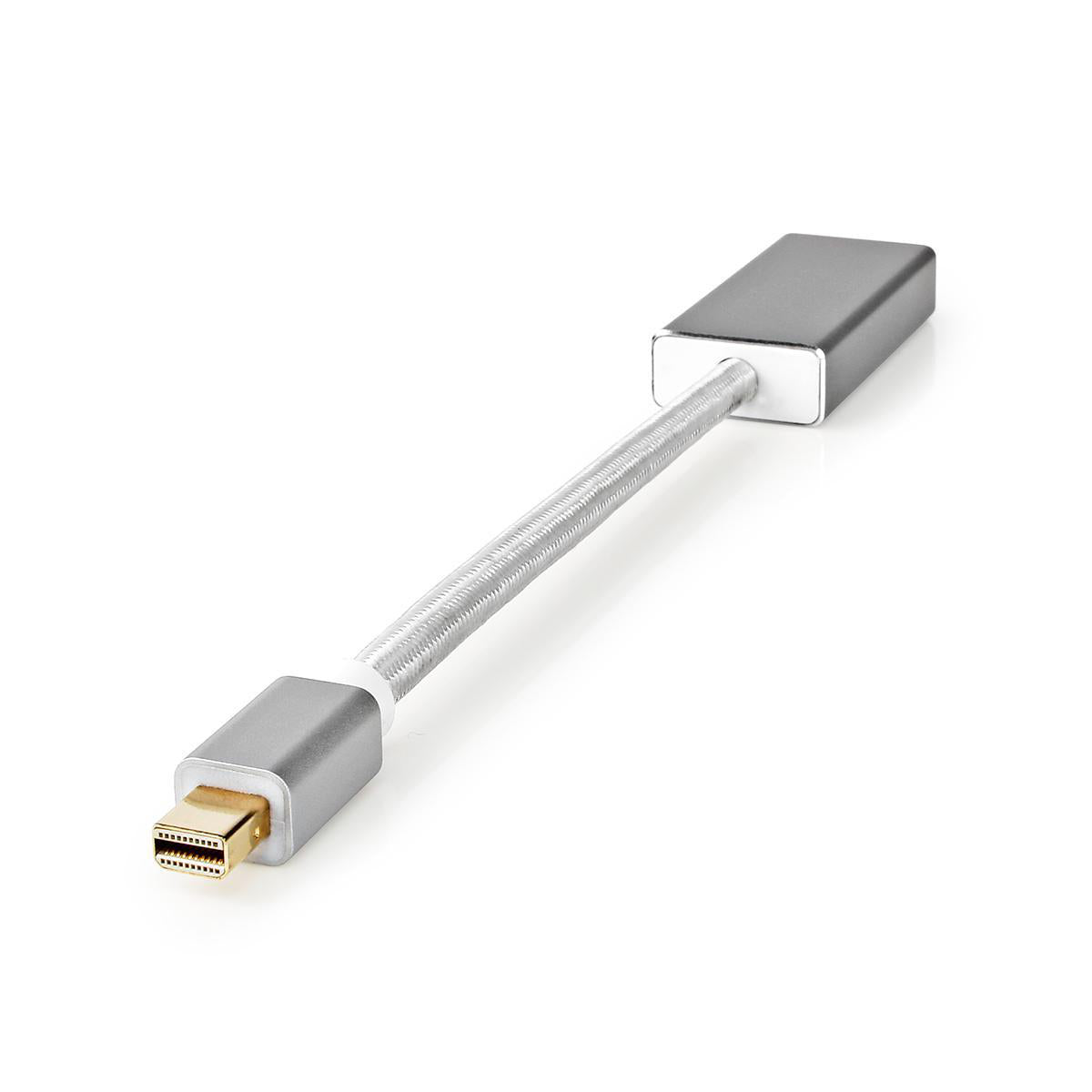 Mini Displayport-Kabel | DisplayPort 1.2 | Mini DisplayPort Stecker | DisplayPort Buchse | 21.6 Gbps | Vergoldet | 0.20 m | Rund | Geflochten | Silber | Verpackung mit Sichtfenster