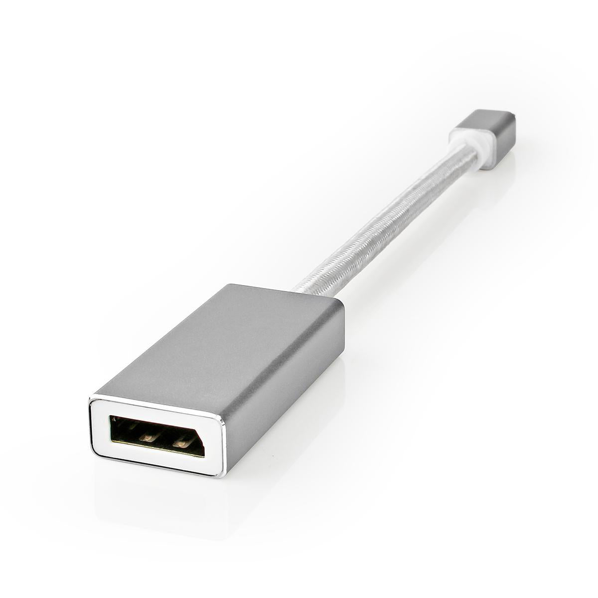 Mini Displayport-Kabel | DisplayPort 1.2 | Mini DisplayPort Stecker | DisplayPort Buchse | 21.6 Gbps | Vergoldet | 0.20 m | Rund | Geflochten | Silber | Verpackung mit Sichtfenster