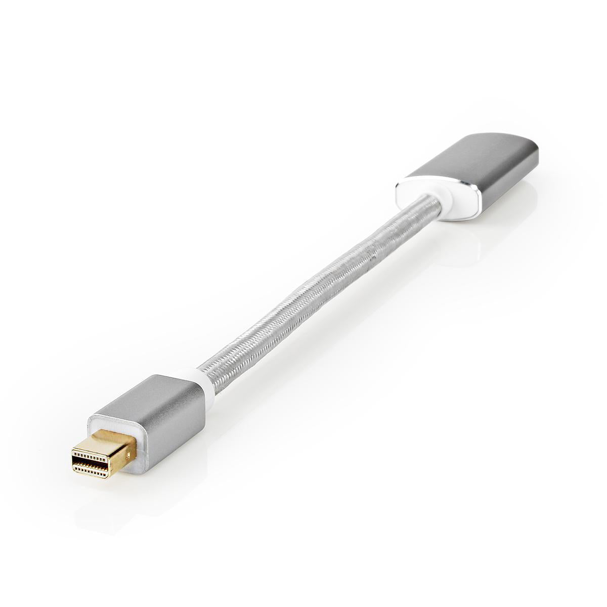 Mini Displayport-Kabel | DisplayPort 1.2 | Mini DisplayPort Stecker | HDMI™ Ausgang | 21.6 Gbps | Vergoldet | 0.20 m | Rund | Geflochten | Silber | Verpackung mit Sichtfenster