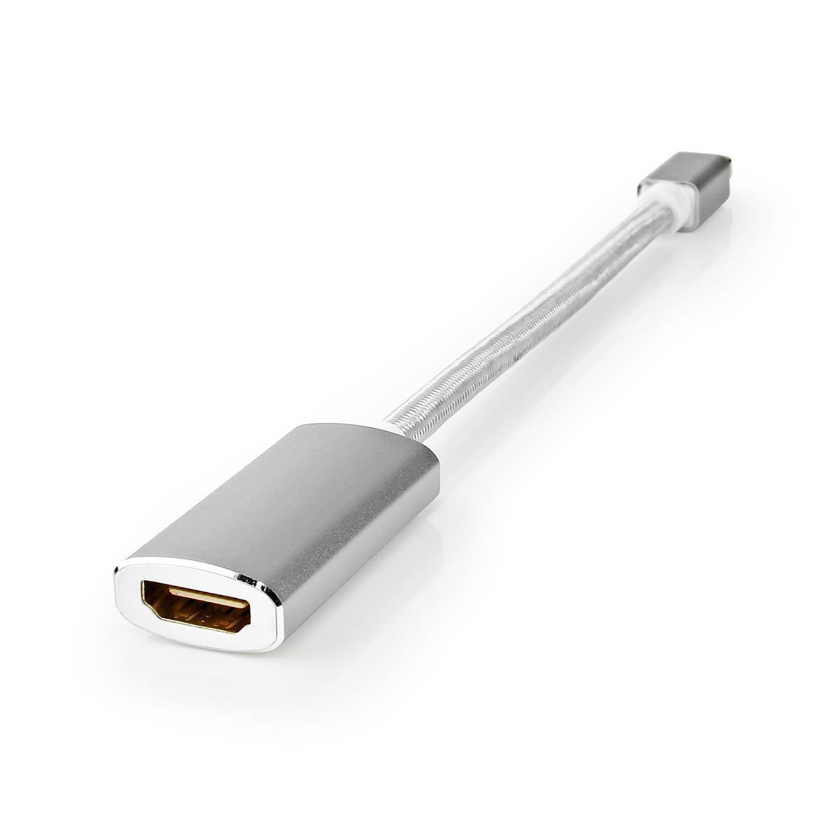 Mini Displayport-Kabel | DisplayPort 1.2 | Mini DisplayPort Stecker | HDMI™ Ausgang | 21.6 Gbps | Vergoldet | 0.20 m | Rund | Geflochten | Silber | Verpackung mit Sichtfenster