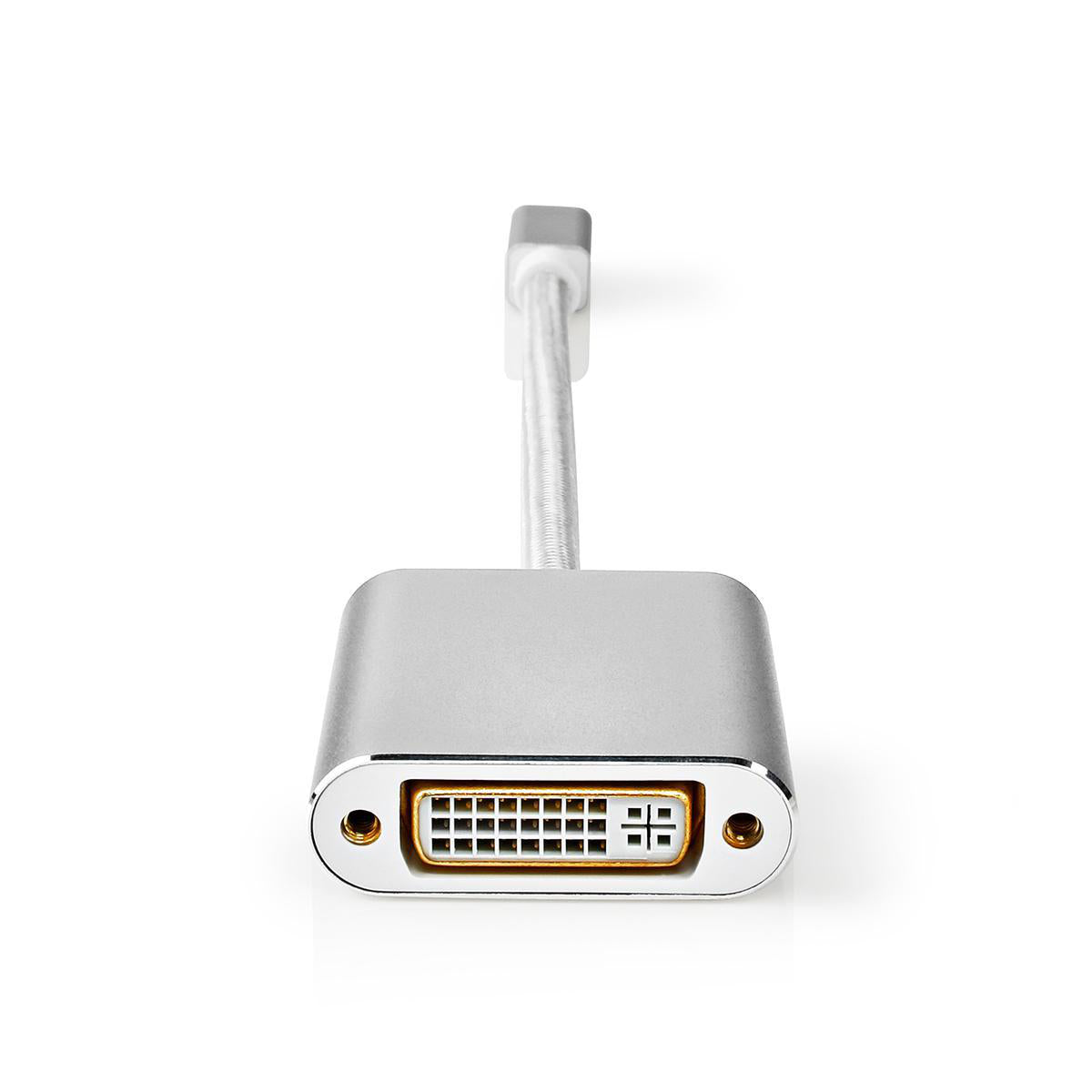 Mini Displayport-Kabel | DisplayPort 1.2 | Mini DisplayPort Stecker | DVI-D 24+1-Pin Buchse | 21.6 Gbps | Vergoldet | 0.20 m | Rund | Geflochten | Silber | Verpackung mit Sichtfenster