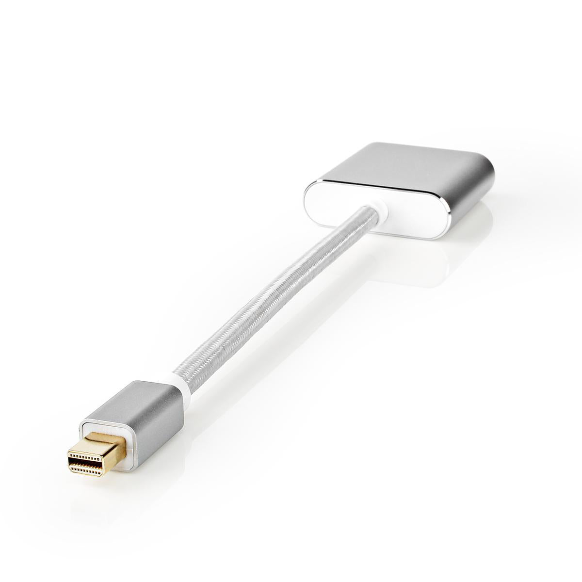 Mini Displayport-Kabel | DisplayPort 1.2 | Mini DisplayPort Stecker | DVI-D 24+1-Pin Buchse | 21.6 Gbps | Vergoldet | 0.20 m | Rund | Geflochten | Silber | Verpackung mit Sichtfenster