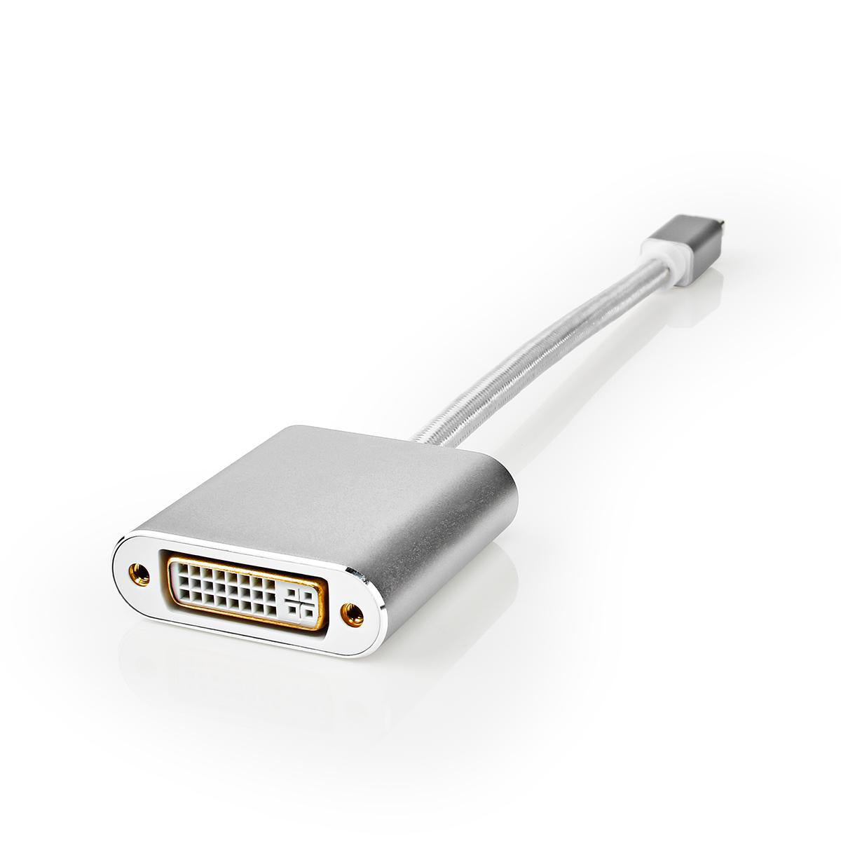 Mini Displayport-Kabel | DisplayPort 1.2 | Mini DisplayPort Stecker | DVI-D 24+1-Pin Buchse | 21.6 Gbps | Vergoldet | 0.20 m | Rund | Geflochten | Silber | Verpackung mit Sichtfenster