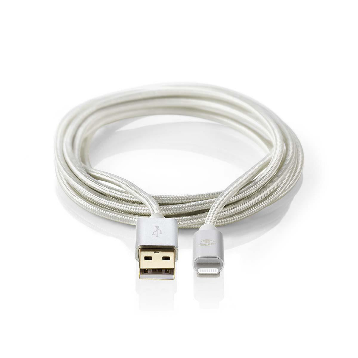 Lightning Kabel | USB 2.0 | Apple Lightning 8-Pin | USB-A Stecker | 480 Mbps | Vergoldet | 1.00 m | Rund | Geflochten / Nylon | Aluminium | Verpackung mit Sichtfenster