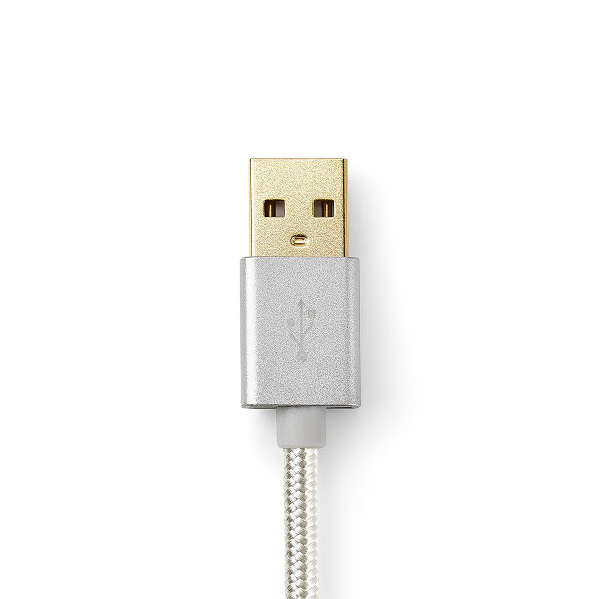 Lightning Kabel | USB 2.0 | Apple Lightning 8-Pin | USB-A Stecker | 480 Mbps | Vergoldet | 1.00 m | Rund | Geflochten / Nylon | Aluminium | Verpackung mit Sichtfenster