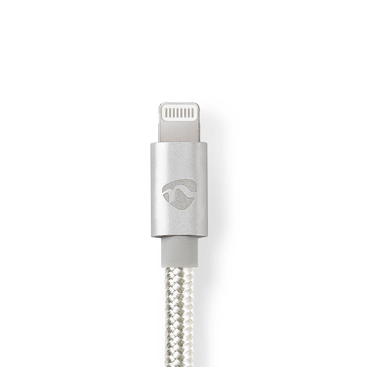 Lightning Kabel | USB 2.0 | Apple Lightning 8-Pin | USB-C™ Stecker | 480 Mbps | Vergoldet | 1.00 m | Rund | Geflochten / Nylon | Aluminium / Silber | Verpackung mit Sichtfenster