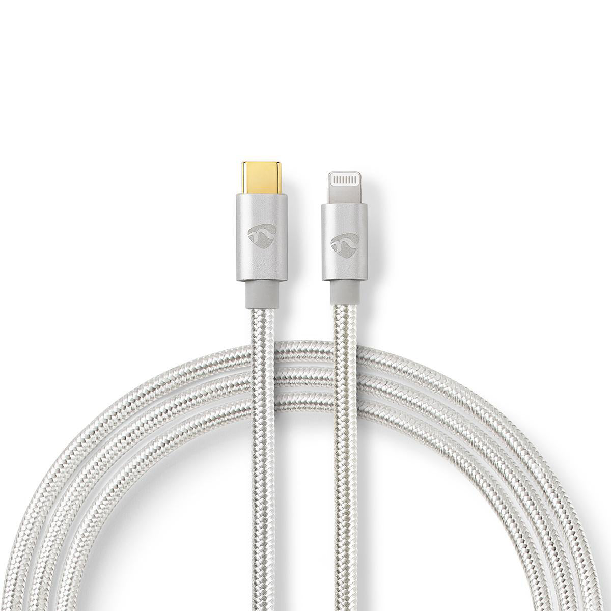 Lightning Kabel | USB 2.0 | Apple Lightning 8-Pin | USB-C™ Stecker | 480 Mbps | Vergoldet | 2.00 m | Rund | Geflochten / Nylon | Aluminium | Verpackung mit Sichtfenster