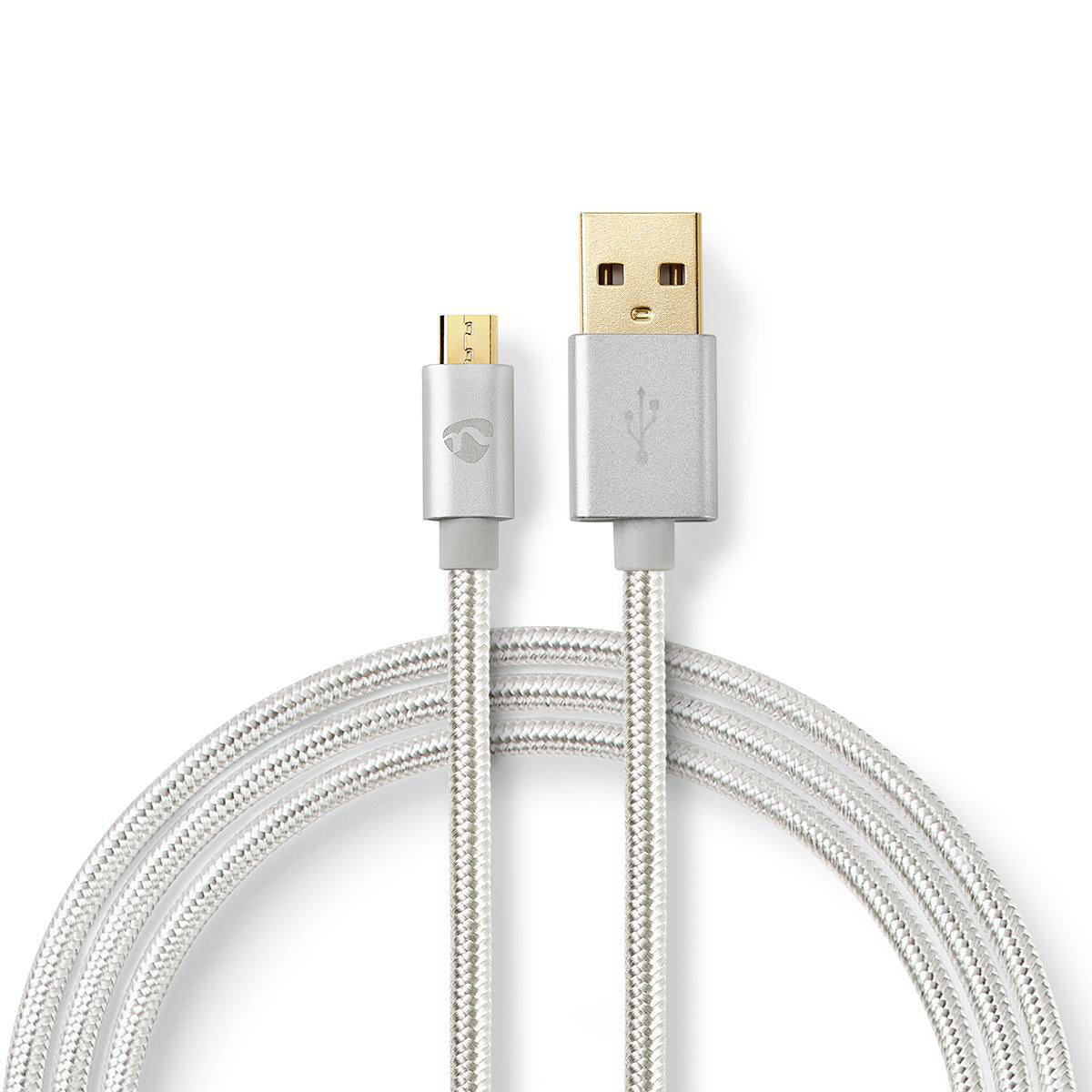 USB-Kabel | USB 2.0 | USB-A Stecker | USB Micro-B Stecker | 10 W | 480 Mbps | Vergoldet | 3.00 m | Rund | Geflochten / Nylon | Aluminium | Verpackung mit Sichtfenster