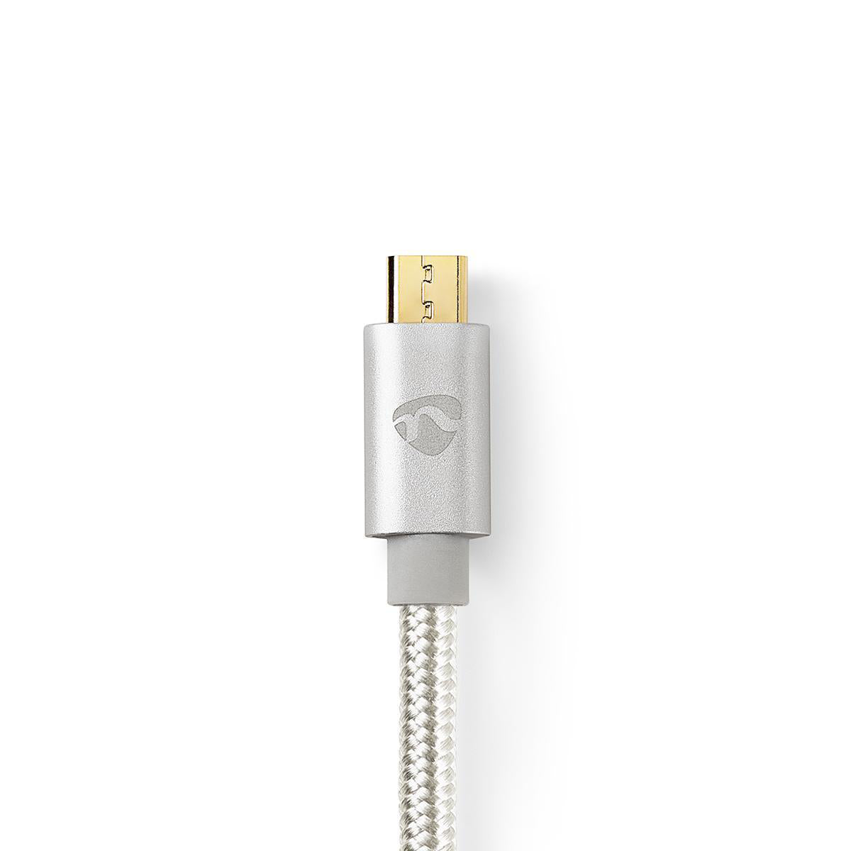 USB-Kabel | USB 2.0 | USB-C™ Stecker | USB Micro-B Stecker | 10 W | 480 Mbps | Vergoldet | 2.00 m | Rund | Geflochten / Nylon | Aluminium | Verpackung mit Sichtfenster