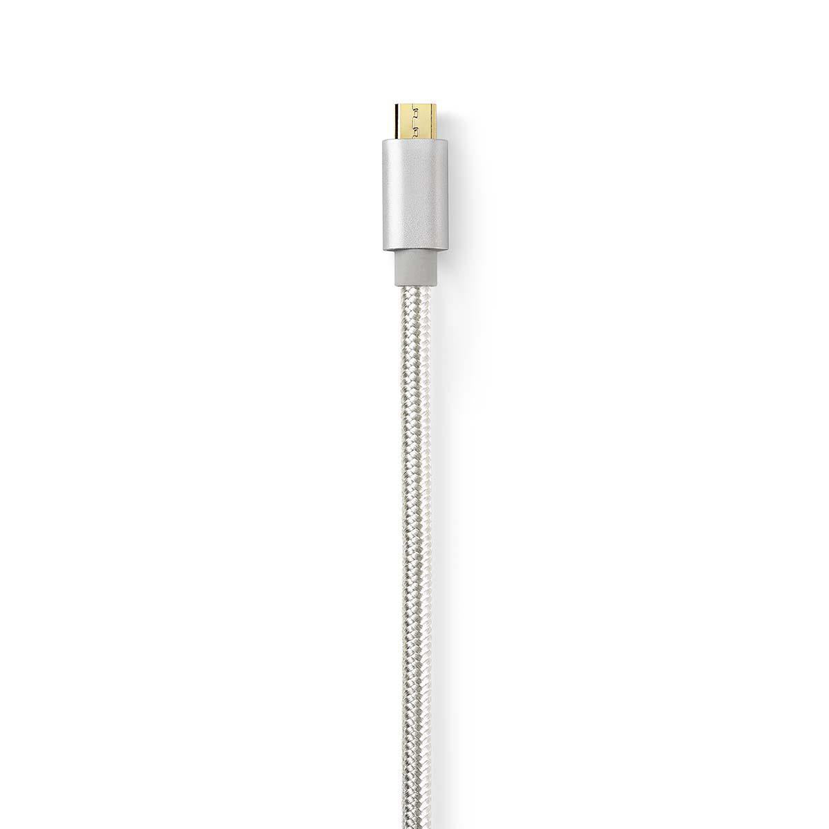 USB-Kabel | USB 2.0 | USB-C™ Stecker | USB Micro-B Stecker | 10 W | 480 Mbps | Vergoldet | 3.00 m | Rund | Geflochten / Nylon | Aluminium | Verpackung mit Sichtfenster