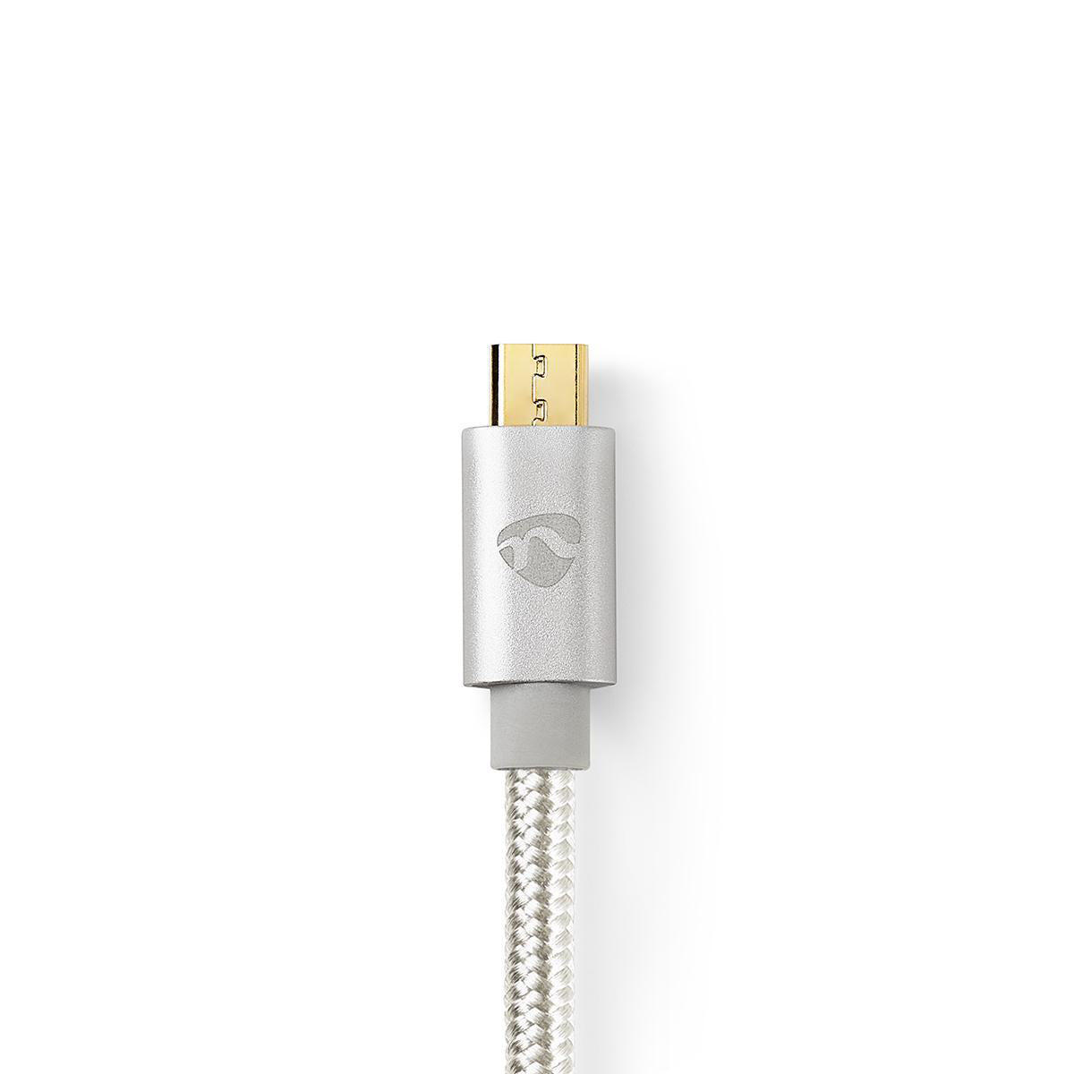 USB-Kabel | USB 2.0 | USB-C™ Stecker | USB Micro-B Stecker | 10 W | 480 Mbps | Vergoldet | 3.00 m | Rund | Geflochten / Nylon | Aluminium | Verpackung mit Sichtfenster