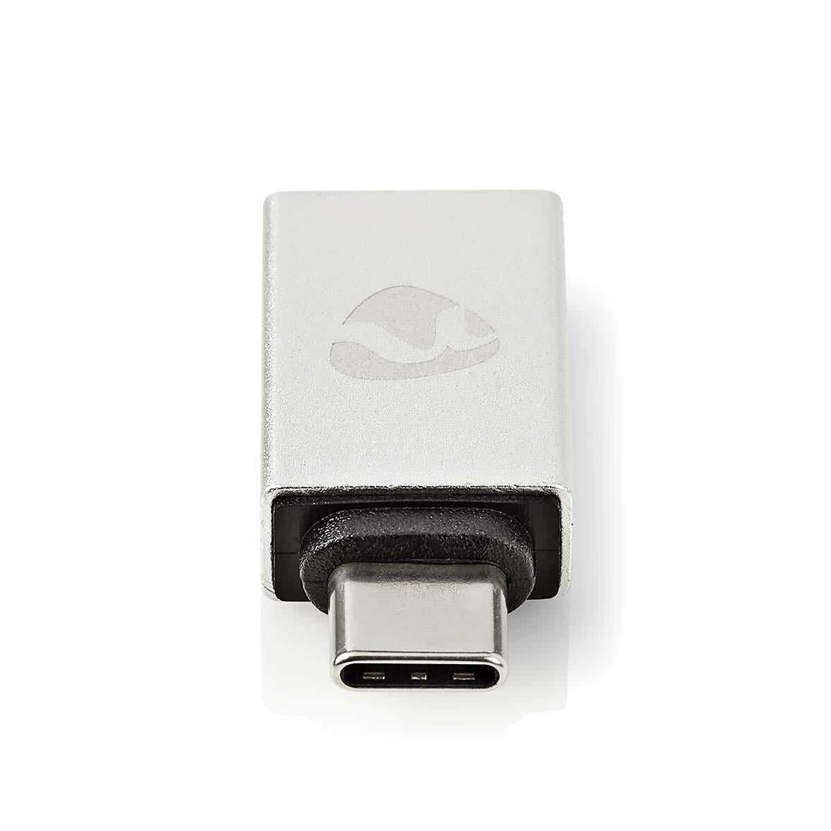 USB-C™ Adapter | USB 3.2 Gen 1 | USB-C™ Stecker | USB-A Buchse | 5 Gbps | Rund | Vernickelt | Silber | Verpackung mit Sichtfenster