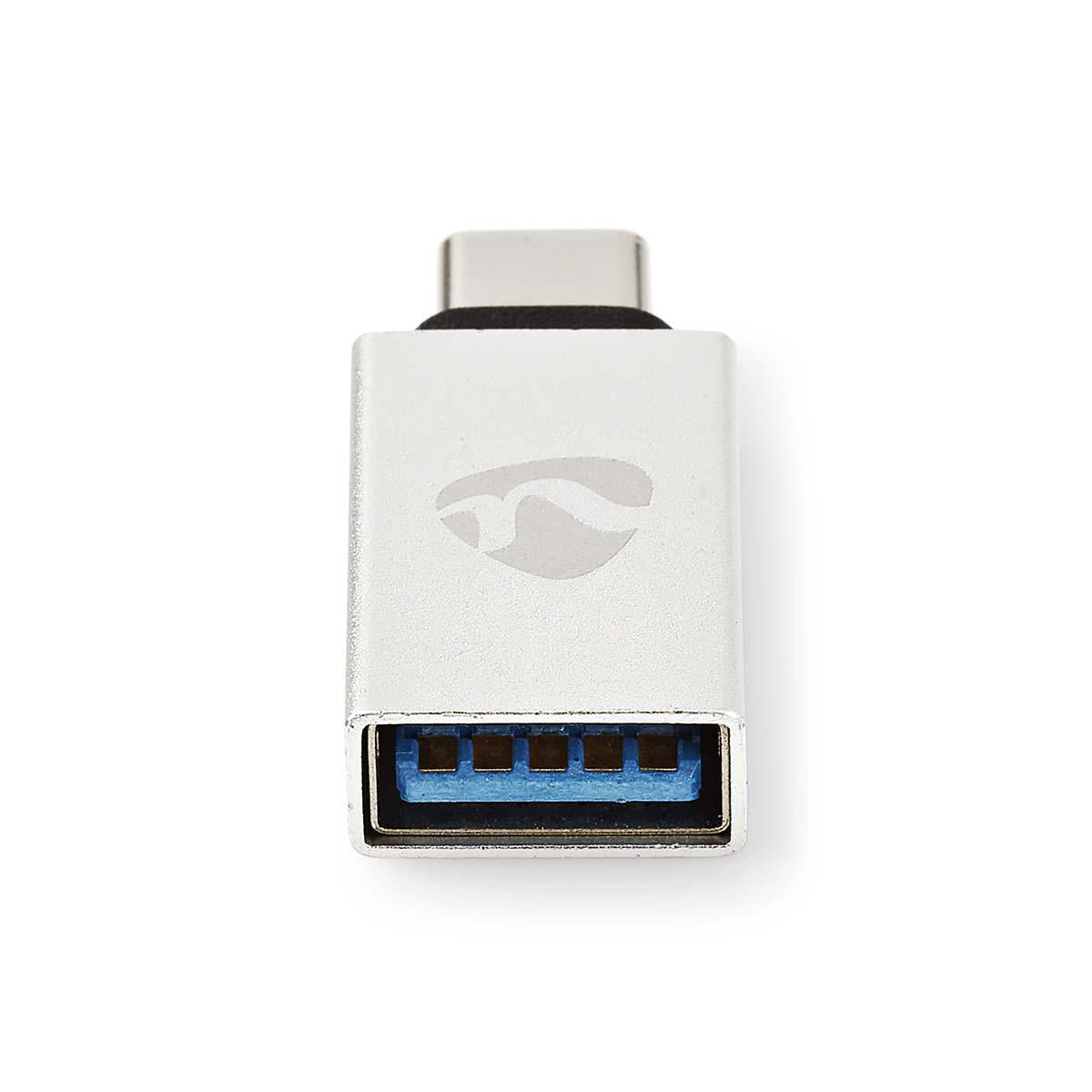 USB-C™ Adapter | USB 3.2 Gen 1 | USB-C™ Stecker | USB-A Buchse | 5 Gbps | Rund | Vernickelt | Silber | Verpackung mit Sichtfenster