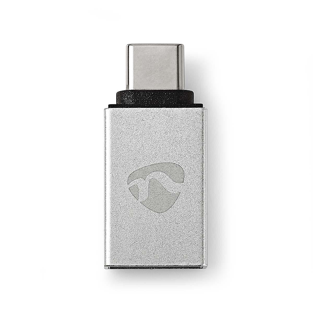 USB-C™ Adapter | USB 3.2 Gen 1 | USB-C™ Stecker | USB-A Buchse | 5 Gbps | Rund | Vernickelt | Silber | Verpackung mit Sichtfenster