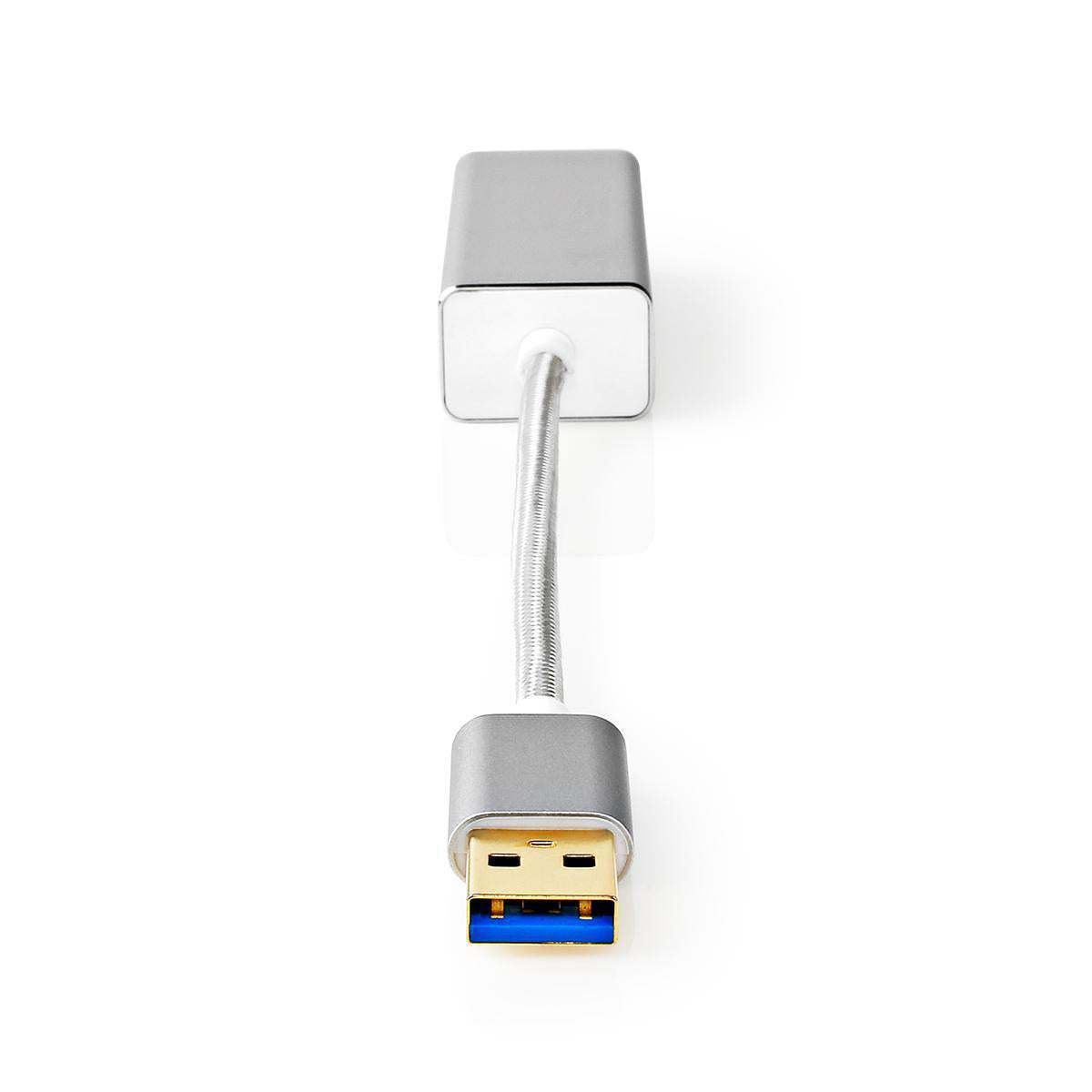 USB-Netzwerkadapter | USB 3.2 Gen 1 | 1 Gbps | USB-A Stecker | RJ45 Buchse | 0.20 m | Rund | Vergoldet | Reines Kupfer | Silber | Verpackung mit Sichtfenster