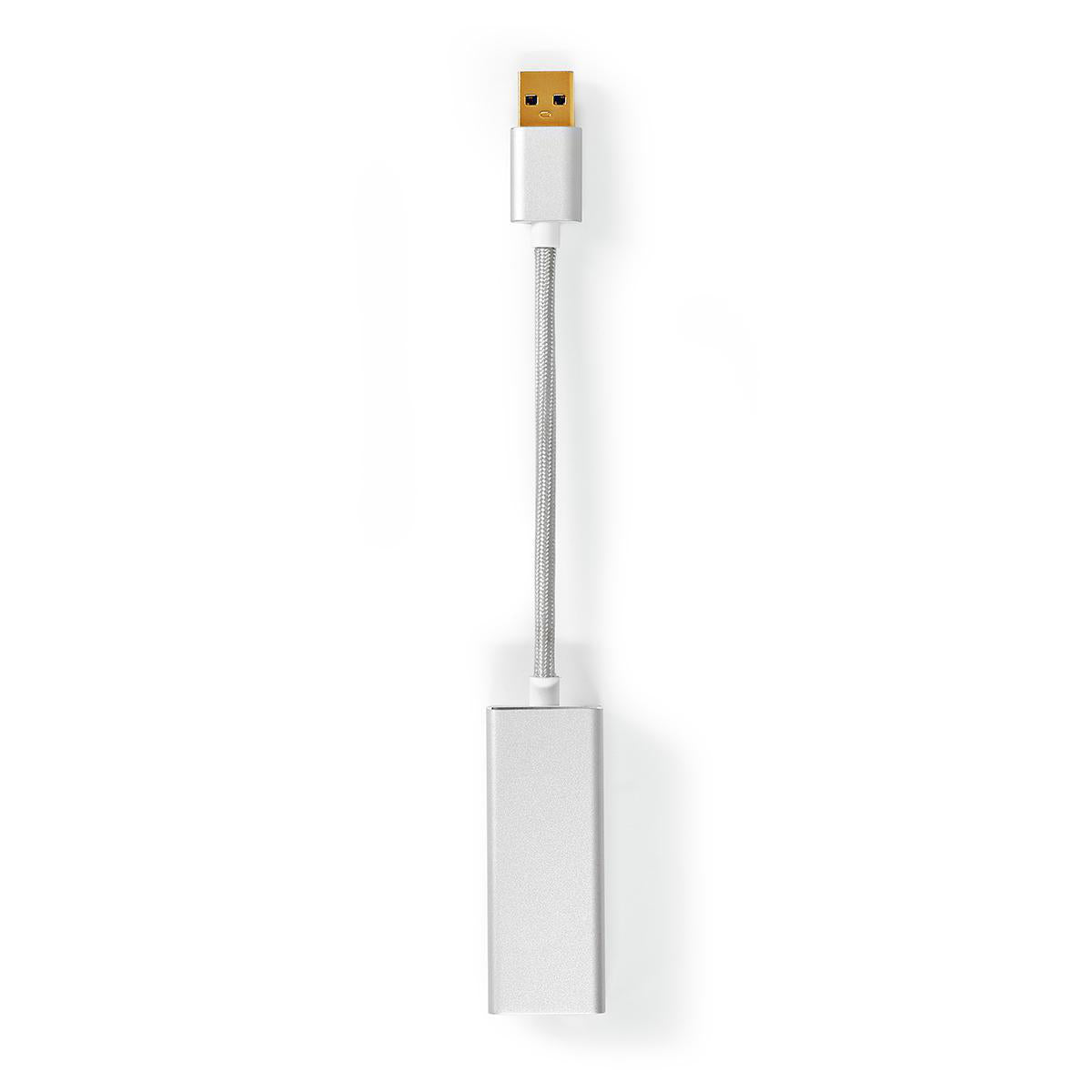 USB-Netzwerkadapter | USB 3.2 Gen 1 | 1 Gbps | USB-A Stecker | RJ45 Buchse | 0.20 m | Rund | Vergoldet | Reines Kupfer | Silber | Verpackung mit Sichtfenster