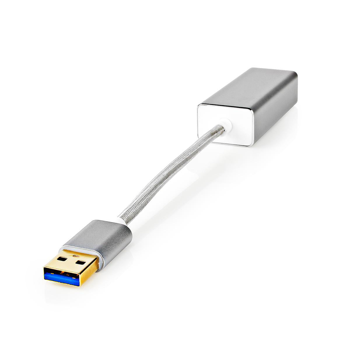 USB-Netzwerkadapter | USB 3.2 Gen 1 | 1 Gbps | USB-A Stecker | RJ45 Buchse | 0.20 m | Rund | Vergoldet | Reines Kupfer | Silber | Verpackung mit Sichtfenster