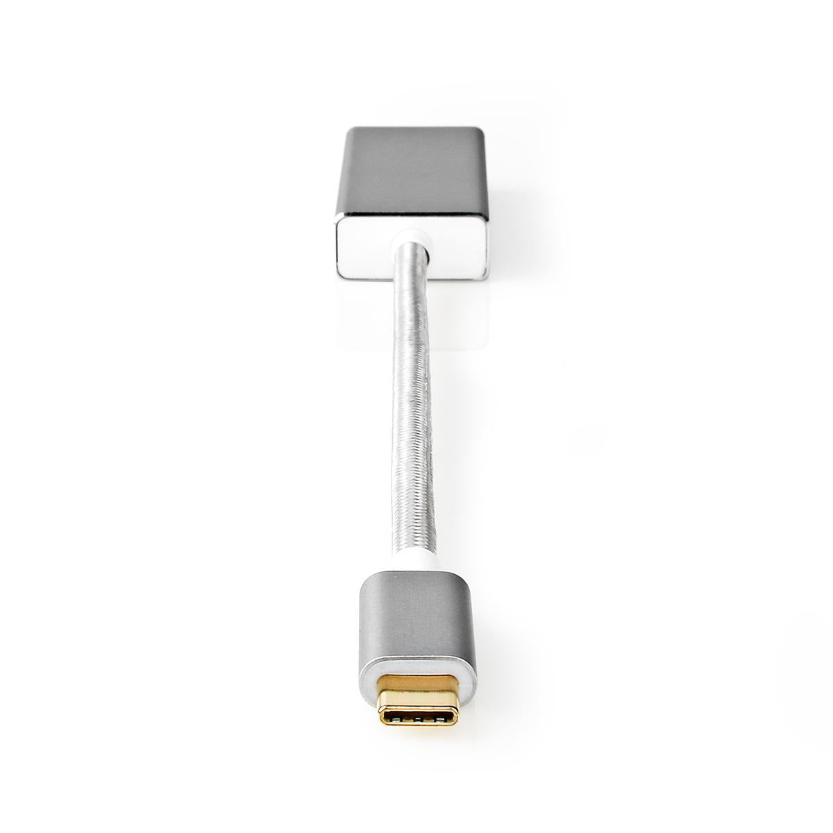 USB-C™ Adapter | USB 3.2 Gen 1 | USB-C™ Stecker | DisplayPort Buchse | 0.20 m | Rund | Vergoldet | Geflochten / Nylon | Silber | Verpackung mit Sichtfenster