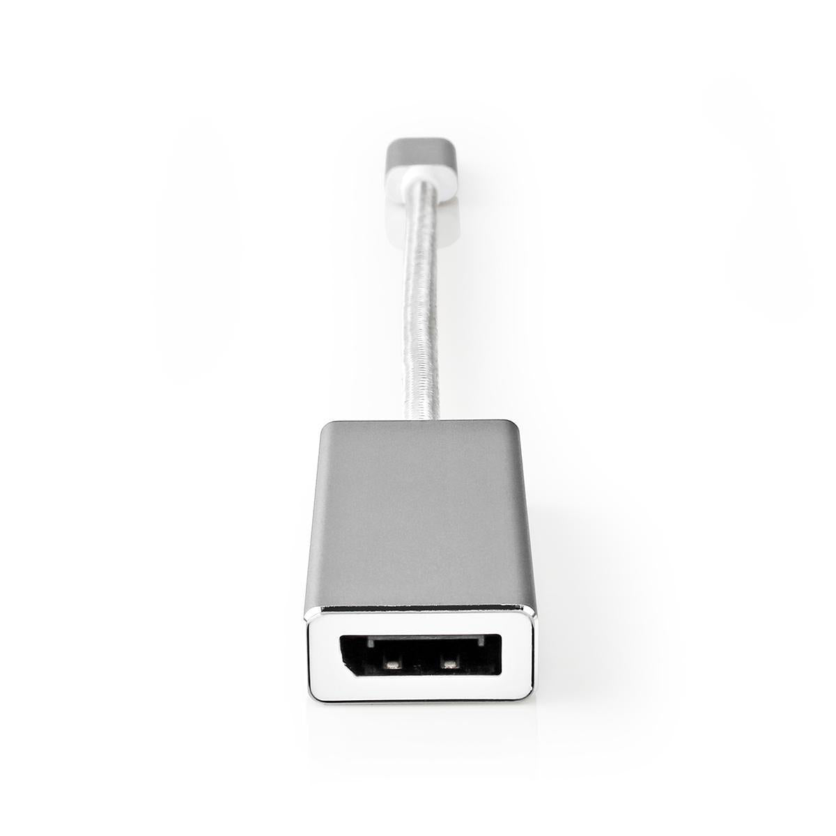 USB-C™ Adapter | USB 3.2 Gen 1 | USB-C™ Stecker | DisplayPort Buchse | 0.20 m | Rund | Vergoldet | Geflochten / Nylon | Silber | Verpackung mit Sichtfenster