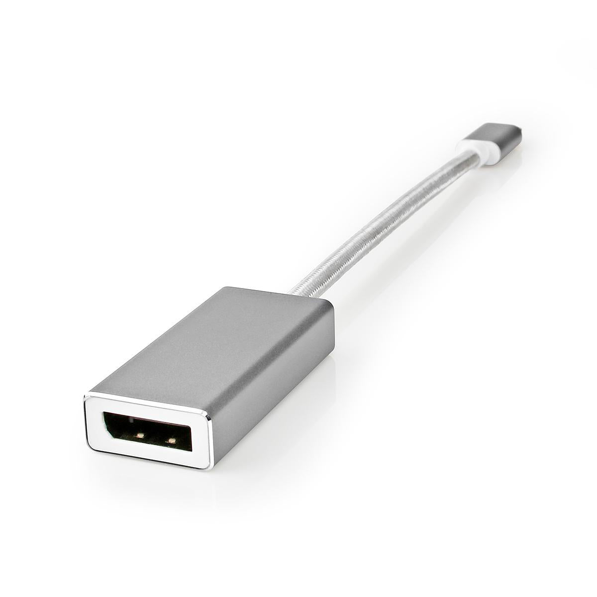 USB-C™ Adapter | USB 3.2 Gen 1 | USB-C™ Stecker | DisplayPort Buchse | 0.20 m | Rund | Vergoldet | Geflochten / Nylon | Silber | Verpackung mit Sichtfenster