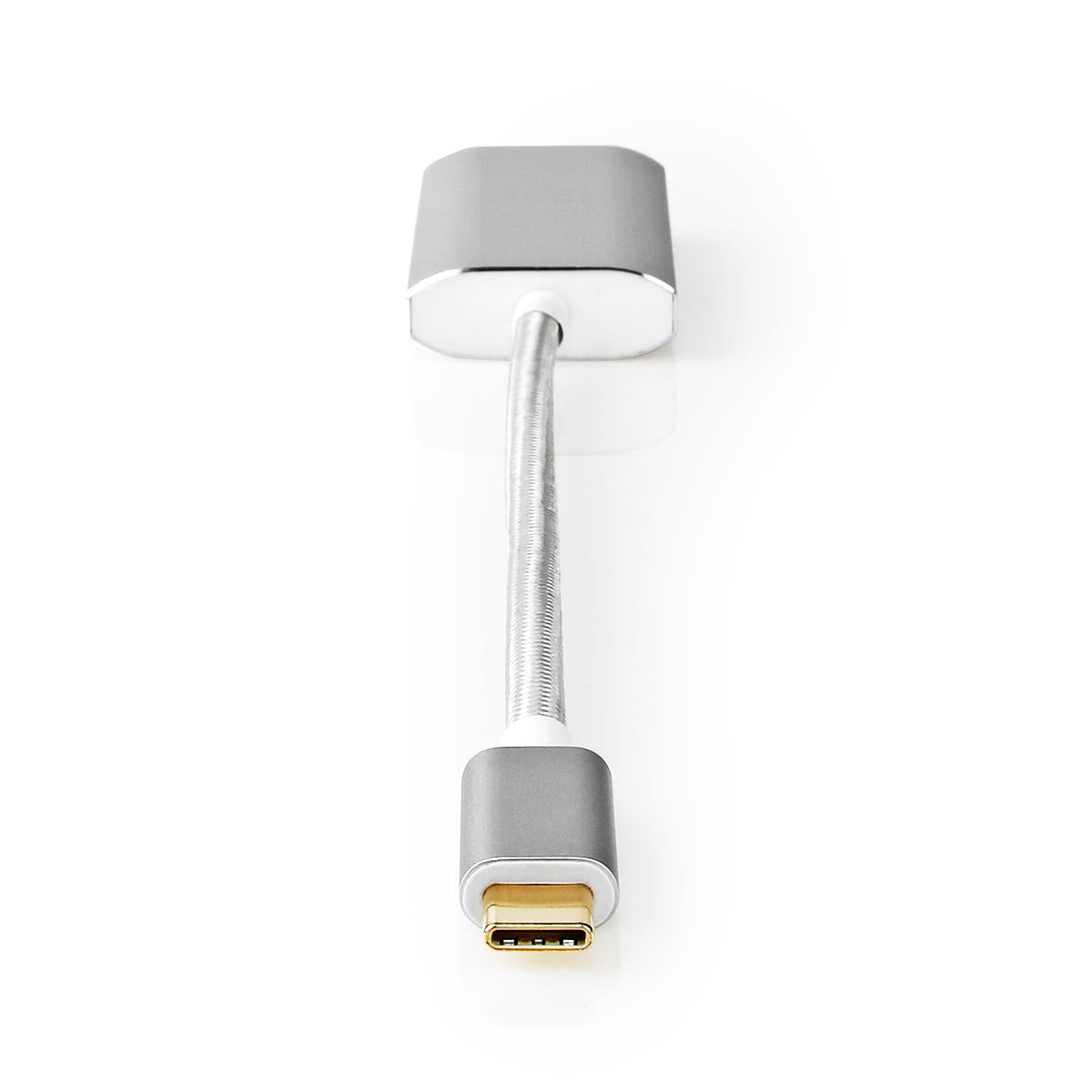 USB-C™ Adapter | USB 3.2 Gen 1 | USB-C™ Stecker | DisplayPort Buchse / USB-C™ Buchse | 4K@60Hz | Power delivery | 0.20 m | Rund | Vergoldet | Geflochten / Nylon | Silber | Verpackung mit Sichtfenster