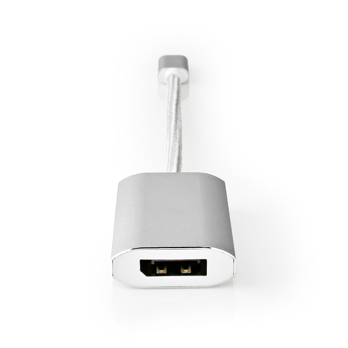 USB-C™ Adapter | USB 3.2 Gen 1 | USB-C™ Stecker | DisplayPort Buchse / USB-C™ Buchse | 4K@60Hz | Power delivery | 0.20 m | Rund | Vergoldet | Geflochten / Nylon | Silber | Verpackung mit Sichtfenster