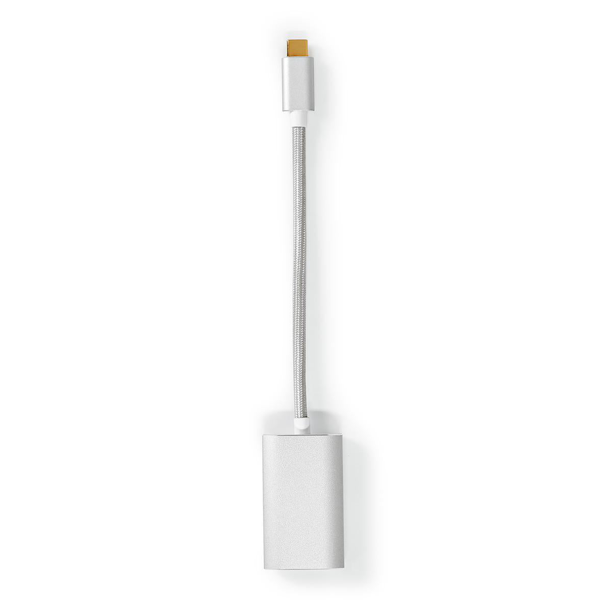 USB-C™ Adapter | USB 3.2 Gen 1 | USB-C™ Stecker | DisplayPort Buchse / USB-C™ Buchse | 4K@60Hz | Power delivery | 0.20 m | Rund | Vergoldet | Geflochten / Nylon | Silber | Verpackung mit Sichtfenster