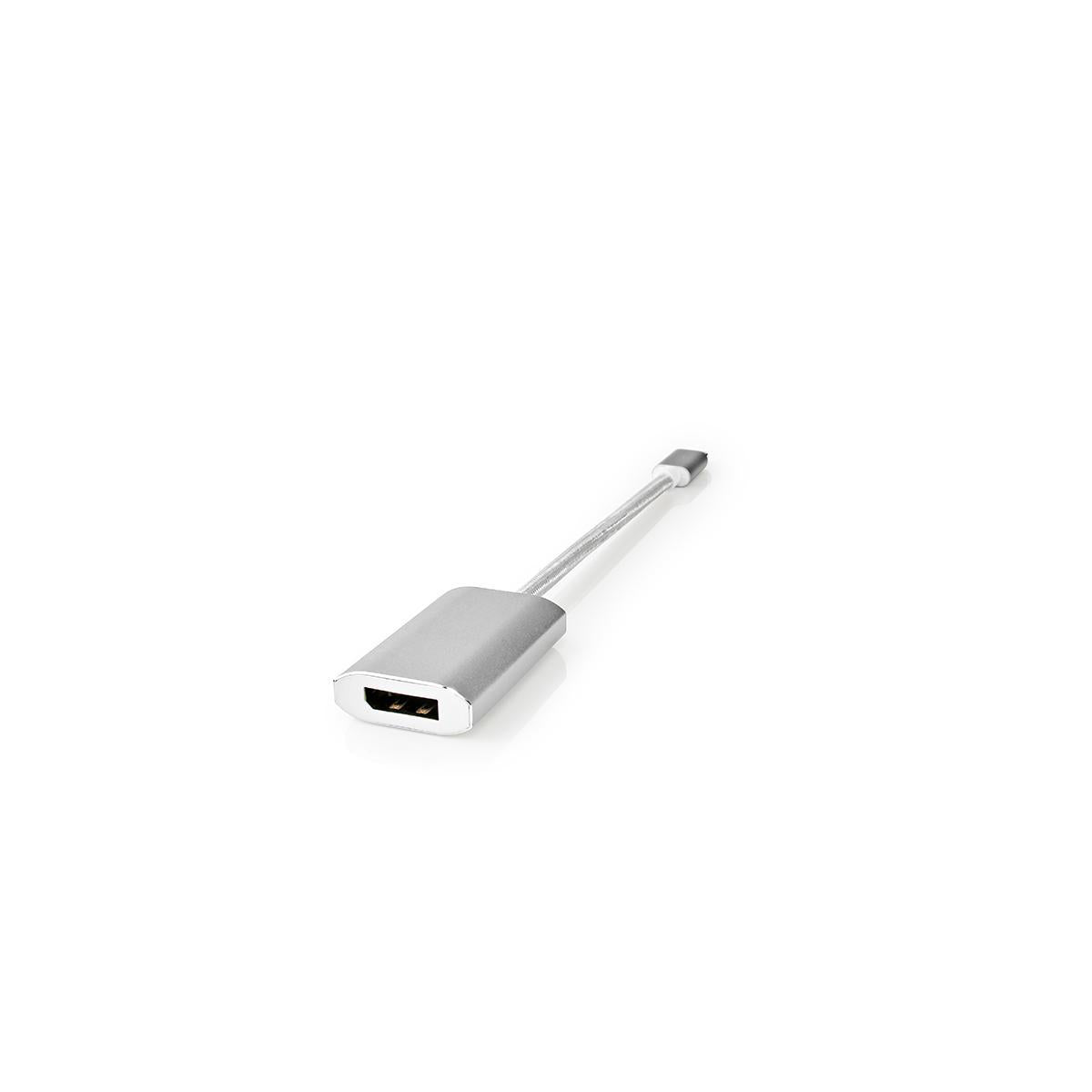 USB-C™ Adapter | USB 3.2 Gen 1 | USB-C™ Stecker | DisplayPort Buchse / USB-C™ Buchse | 4K@60Hz | Power delivery | 0.20 m | Rund | Vergoldet | Geflochten / Nylon | Silber | Verpackung mit Sichtfenster