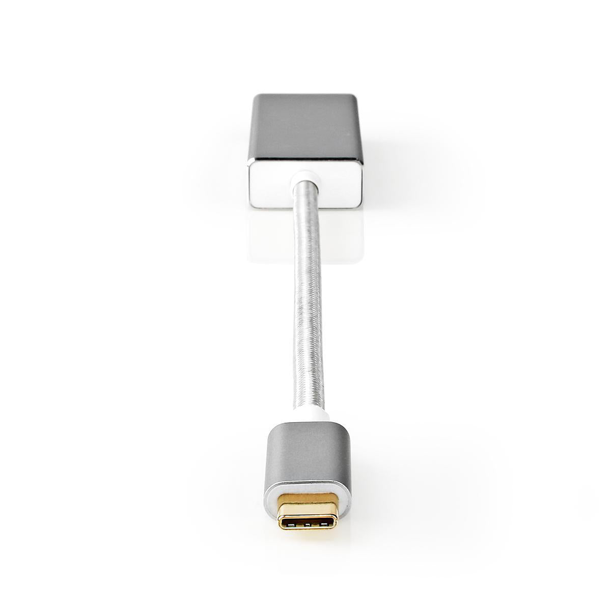 USB-C™ Adapter | USB 3.2 Gen 1 | USB-C™ Stecker | Mini DisplayPort Buchse | 0.20 m | Rund | Vergoldet | Geflochten / Nylon | Silber | Verpackung mit Sichtfenster