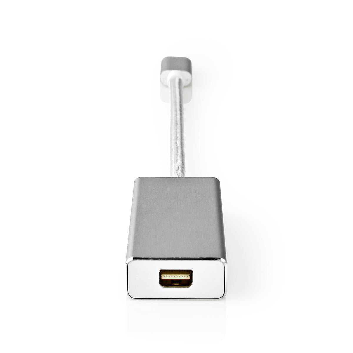 USB-C™ Adapter | USB 3.2 Gen 1 | USB-C™ Stecker | Mini DisplayPort Buchse | 0.20 m | Rund | Vergoldet | Geflochten / Nylon | Silber | Verpackung mit Sichtfenster